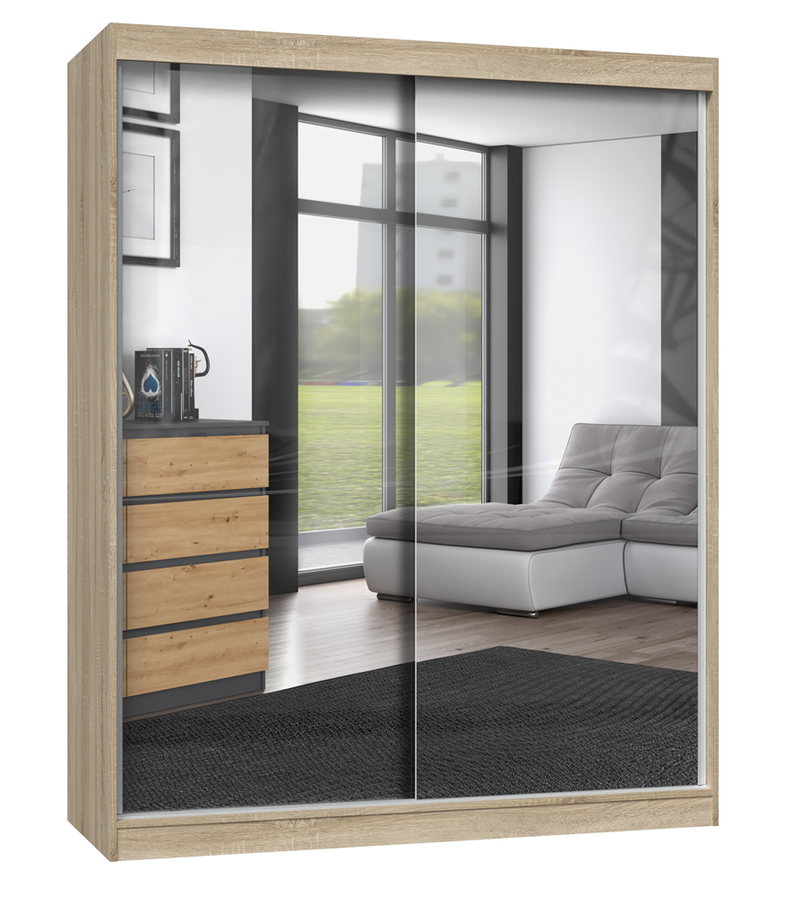 TPS Šatní skříň IGA 160 cm se zrcadly - Dub sonoma