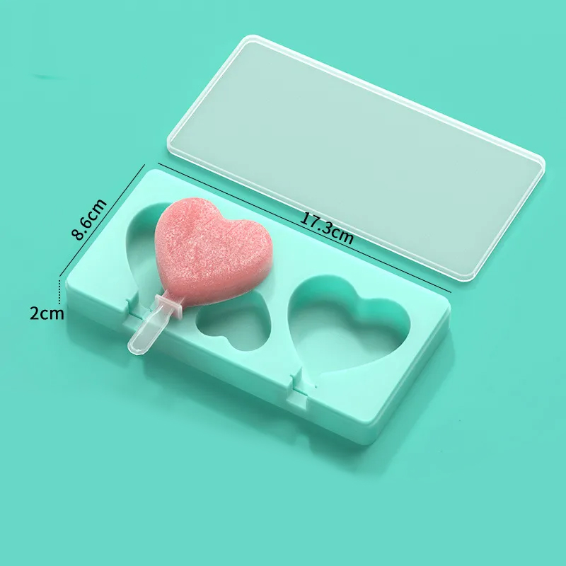 AL Silikonová forma na nanuky pro děti, 9x18x2 cm Barva: Mint, Motiv: Srdce