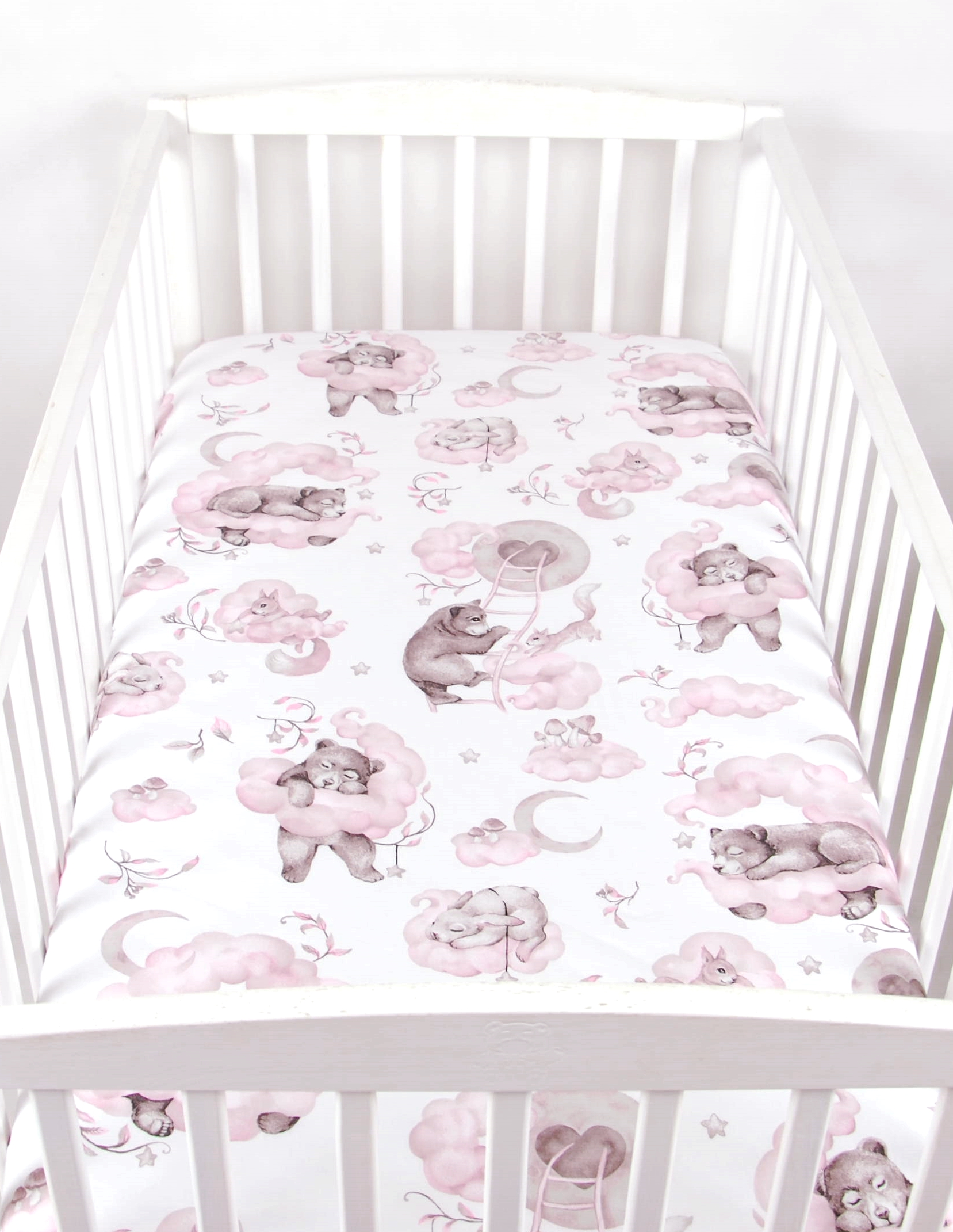 Levně BBL Dětské prostěradlo do postele bavlna - 120 x 60 cm - medvídek pastelová růžová