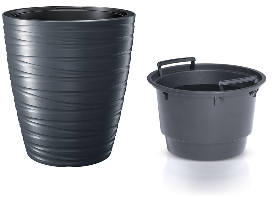 PRO Květináč s vkladem MAZE antracit 37,5cm