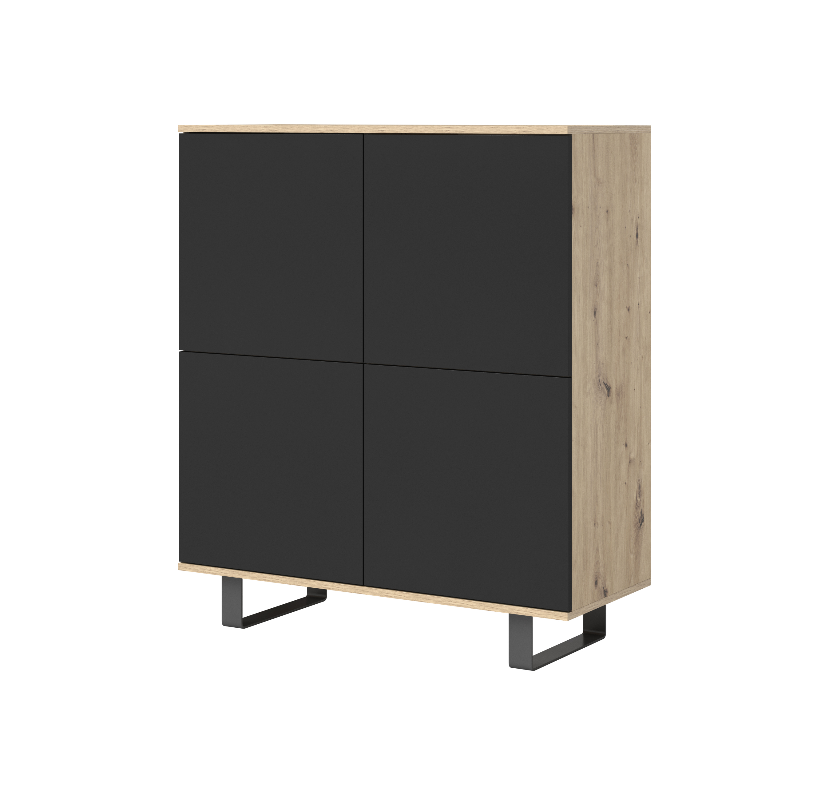 Eka Komoda s kovovými nohami EMI 4D 100 cm Barva dřeva: Dub Artisan + Černá