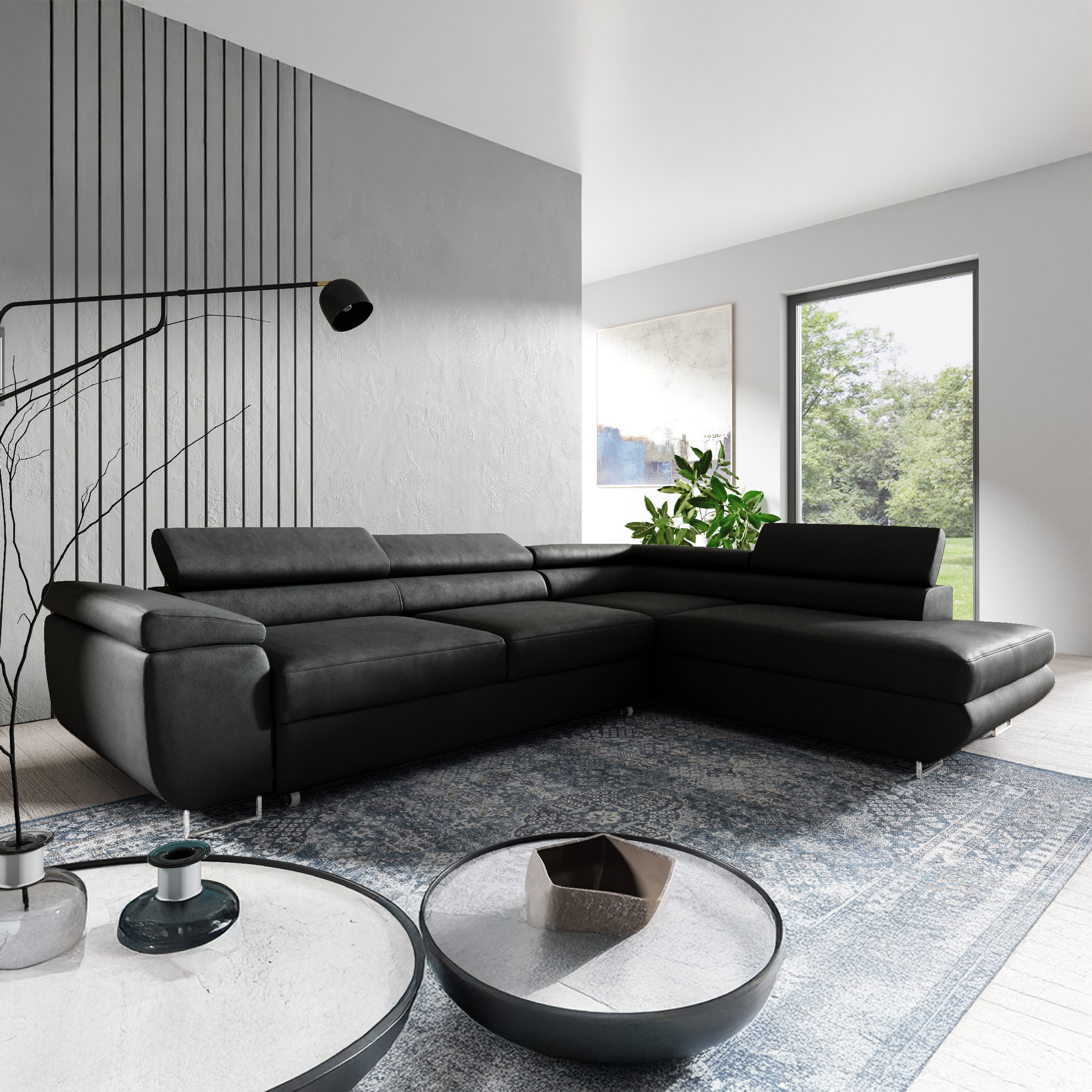 Eka Rohová sedačka IKARUS, 271 cm Roh sedačky: Pravý, Barva látky: MONOLITH 77 (Námořnická modrá)