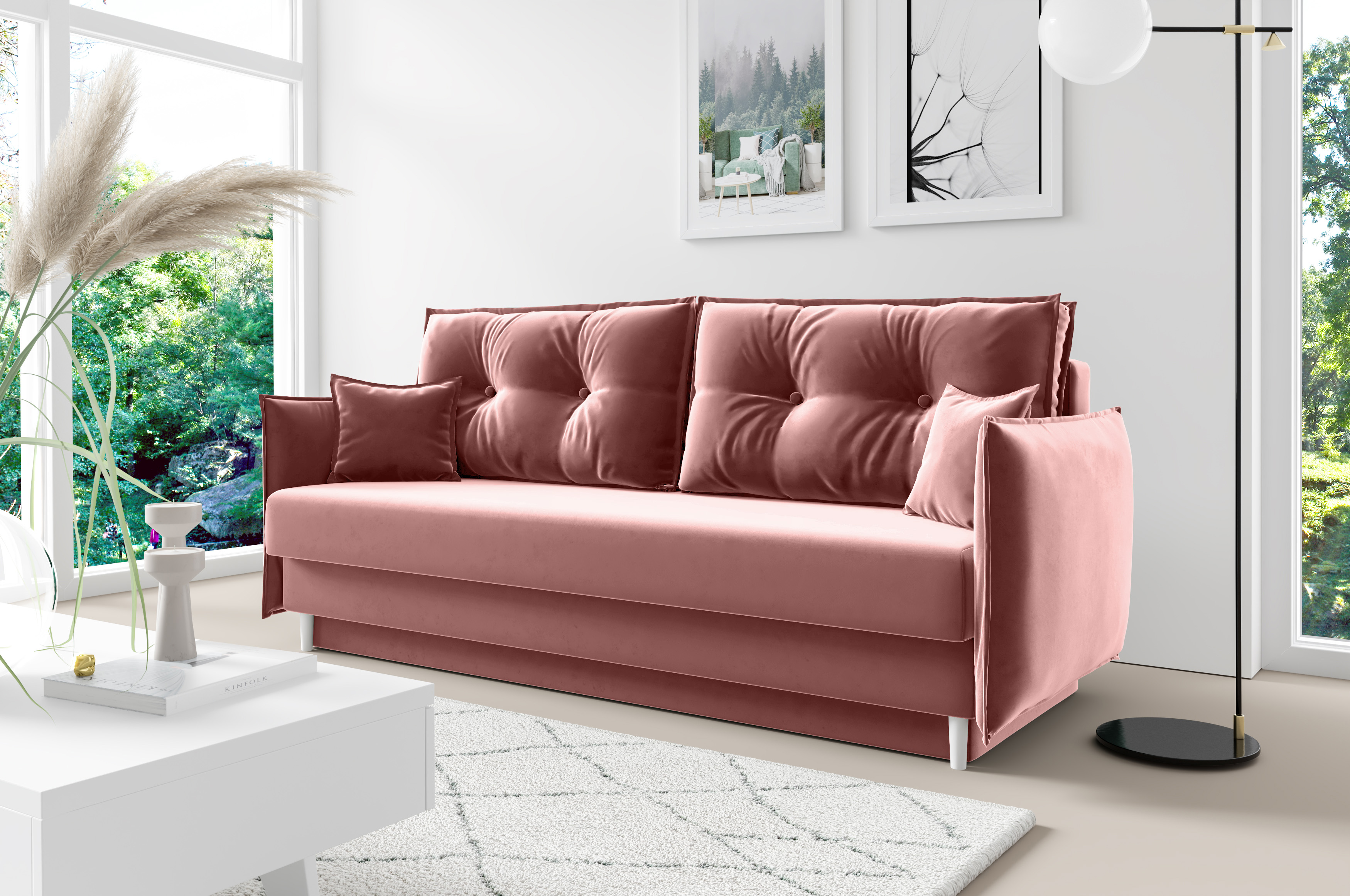 Eka Pohovka LIMA, 216 cm Barva látky: MONOLITH 61 (Broskvová)