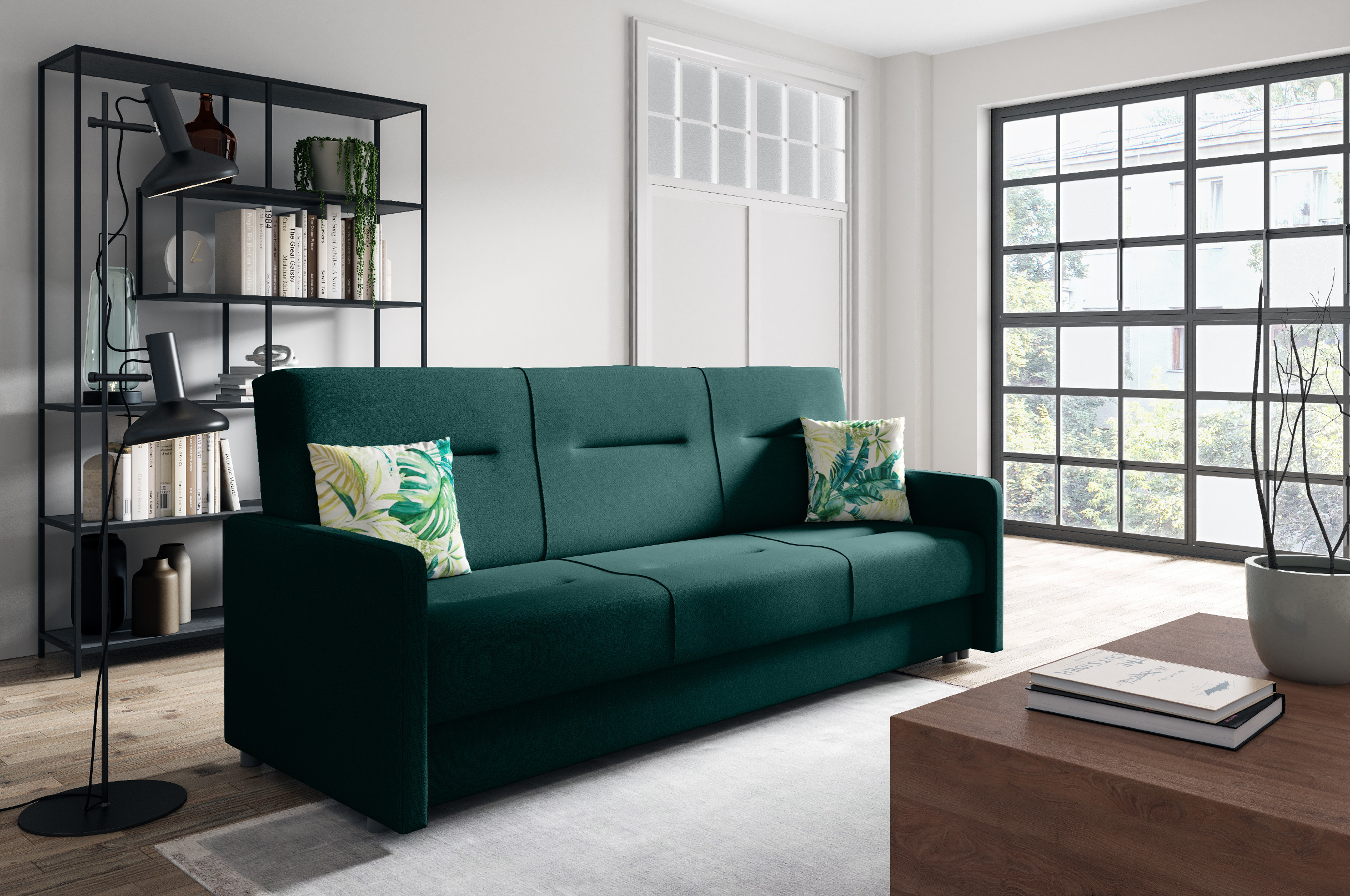 Eka Pohovka PICASSO, 206 cm Barva látky: MONOLITH 37 (Smaragdově zelená)