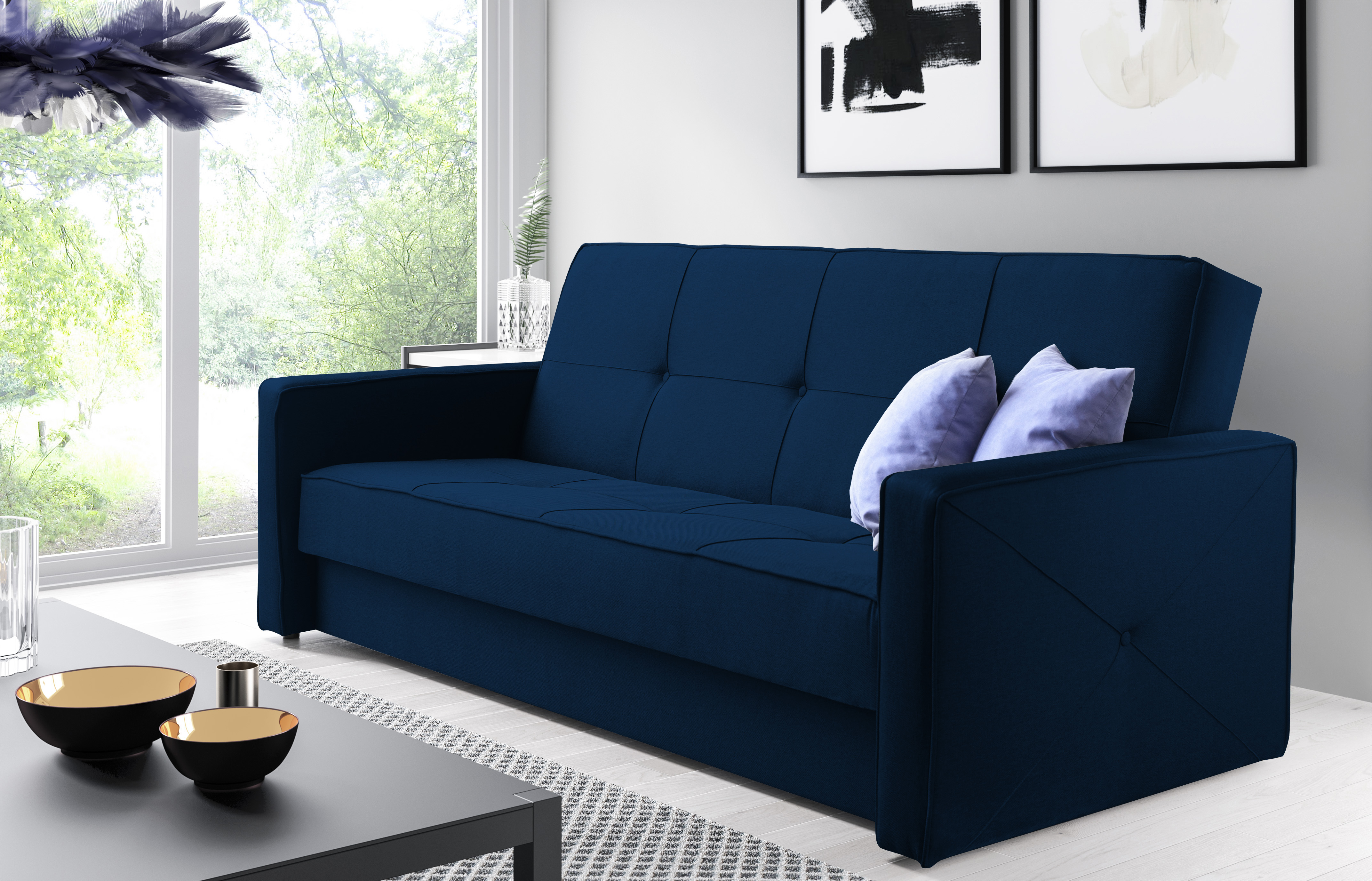 Eka Pohovka FOX, 210 cm Barva látky: KRONOS 09 (Tmavá modrá)