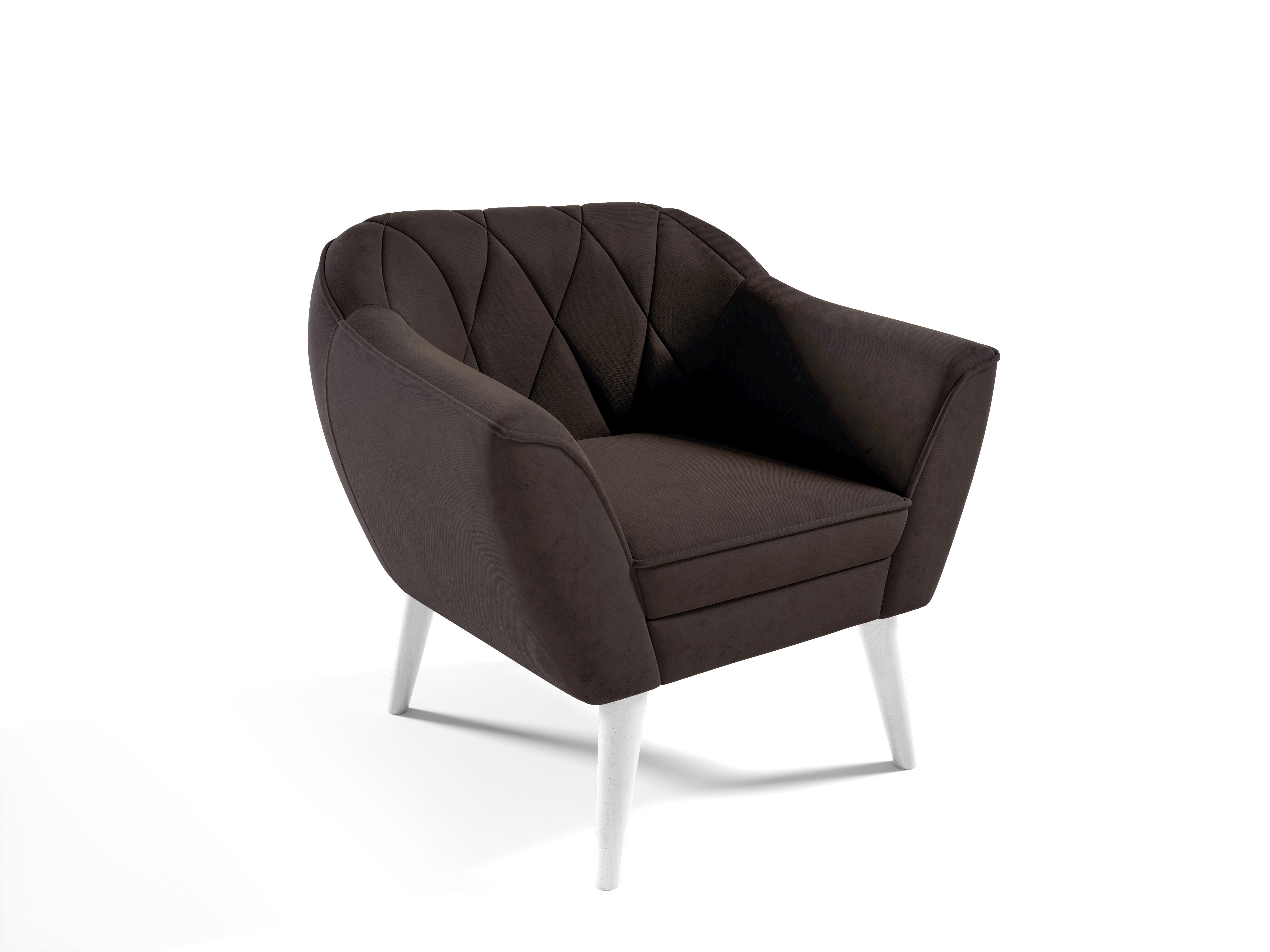 Eka Křeslo PRIME Látka Velutto: Velutto 06 - Kávová, Výběr nohou: Bílé