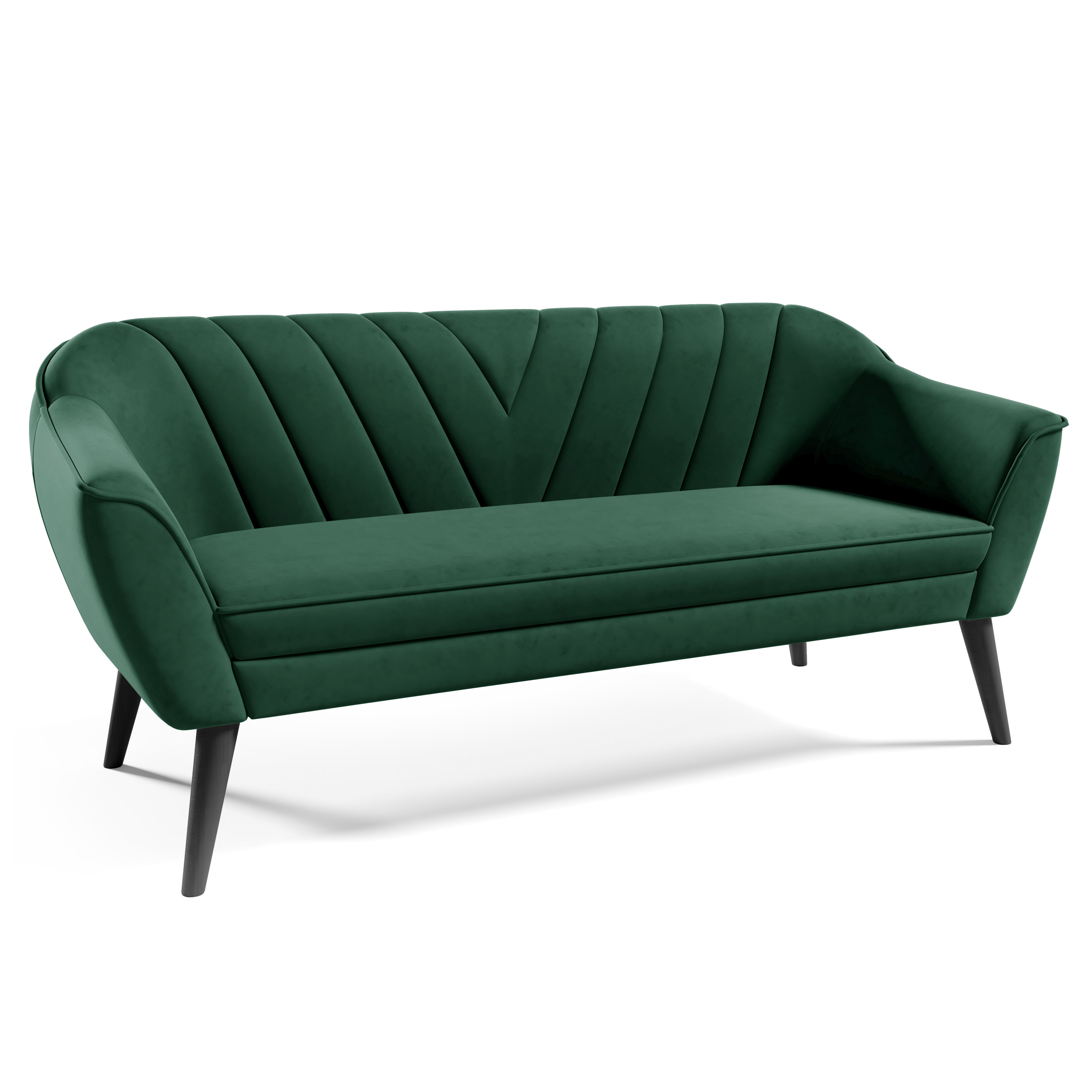 Eka Pohovka LOVA, 180 cm Látka Velutto: Velutto 10 - Zelená, Výběr nohou: Černé