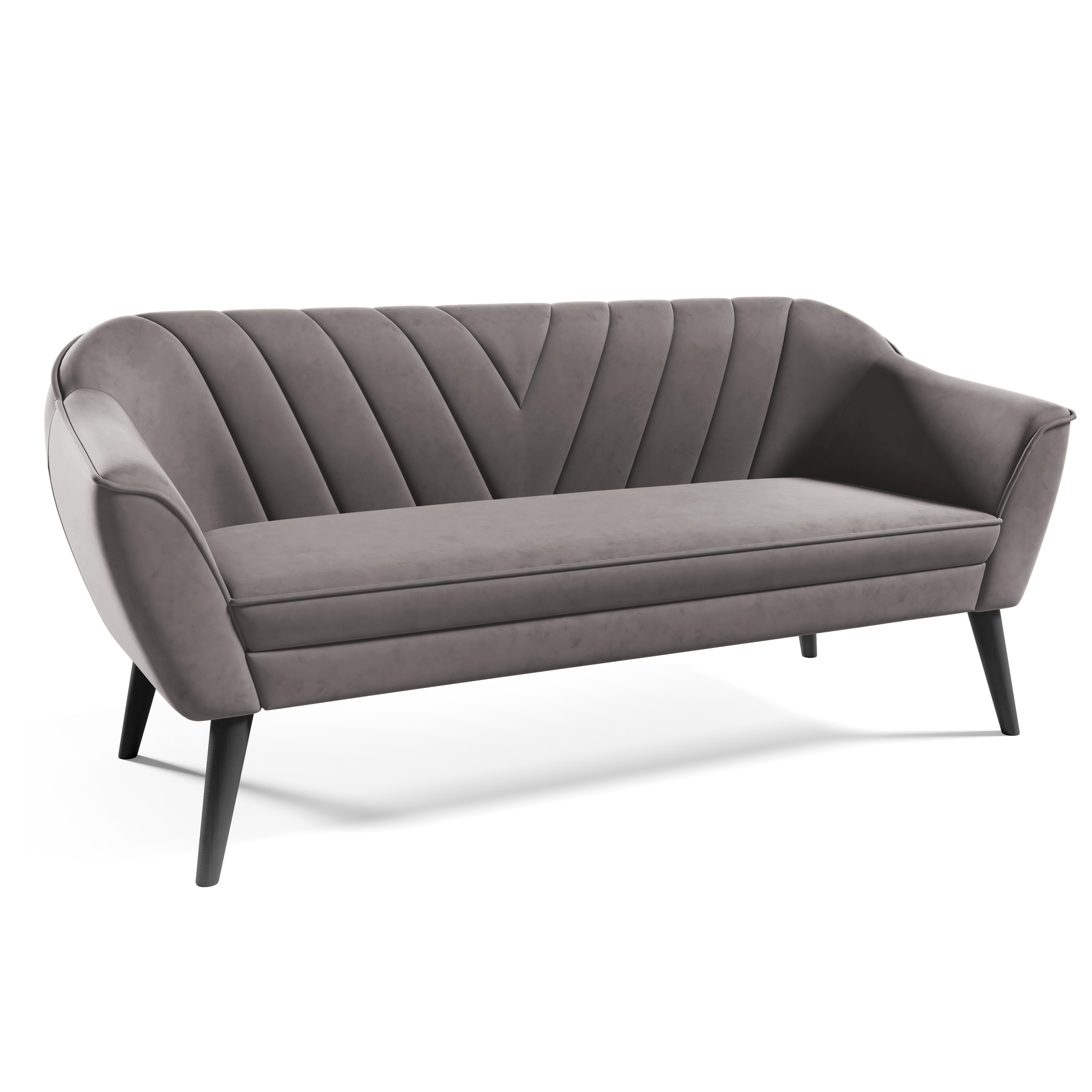 Eka Pohovka LOVA, 180 cm Látka Velutto: Velutto 15 - Stříbrná, Výběr nohou: Černé