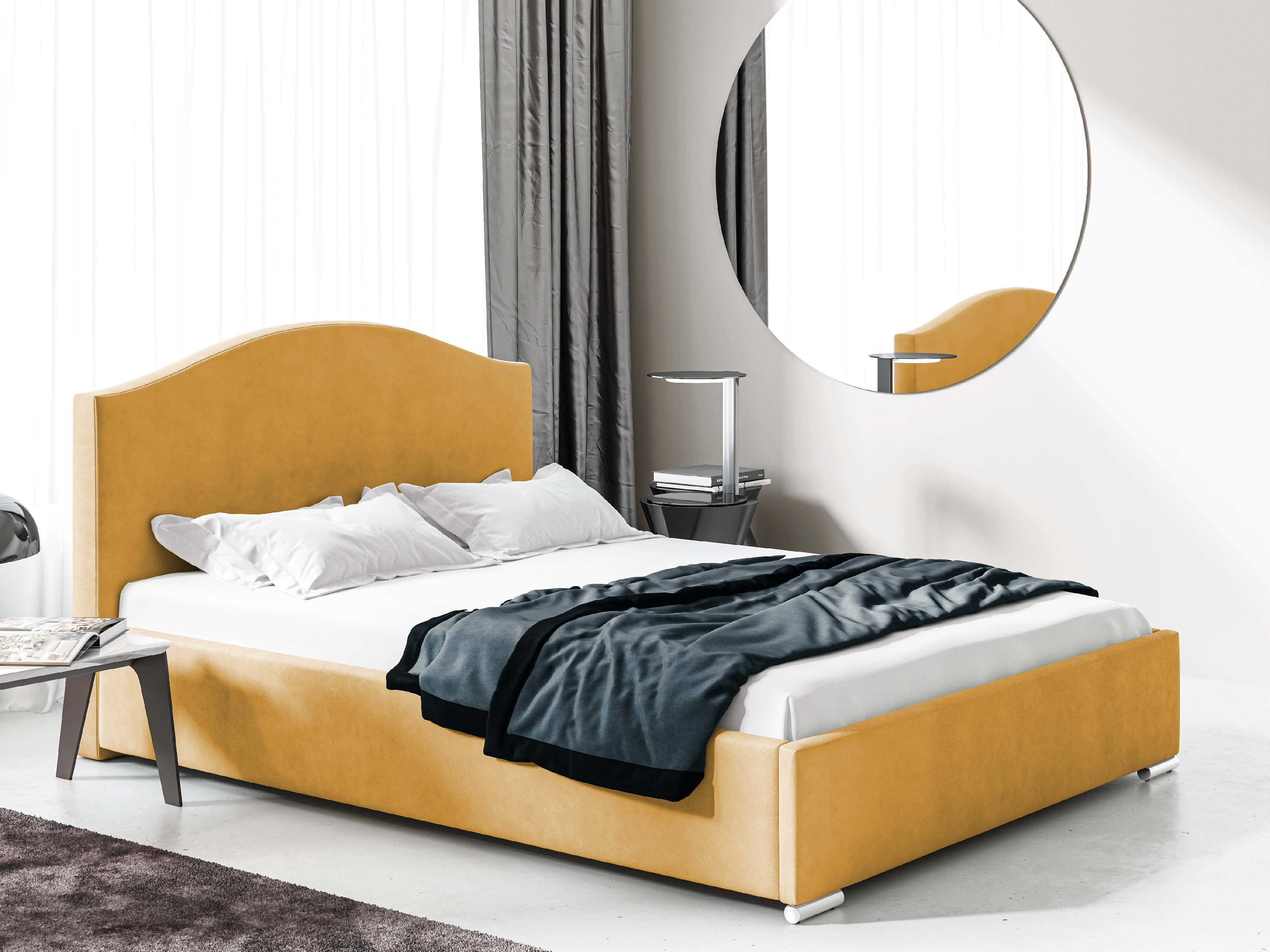 Levně Eka Čalouněná postel MONTANA 160x200 cm Barva látky Trinity: (2318) Žlutá, Úložný prostor: Bez úložného prostoru