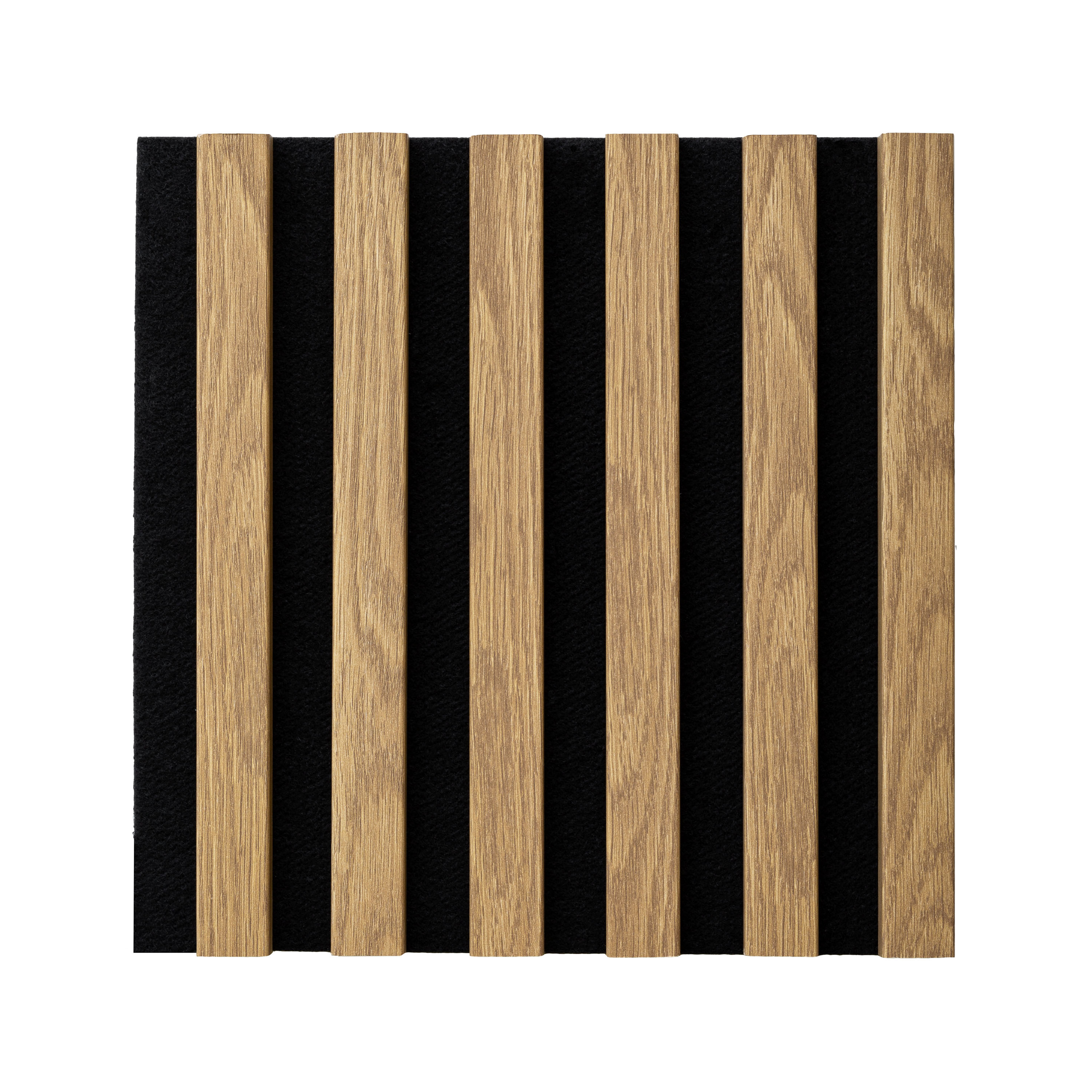 WallART Dekorativní nástěnné lamely s filcem, Dub světlý / černý 30x30x0,8 cm - 6 lamel