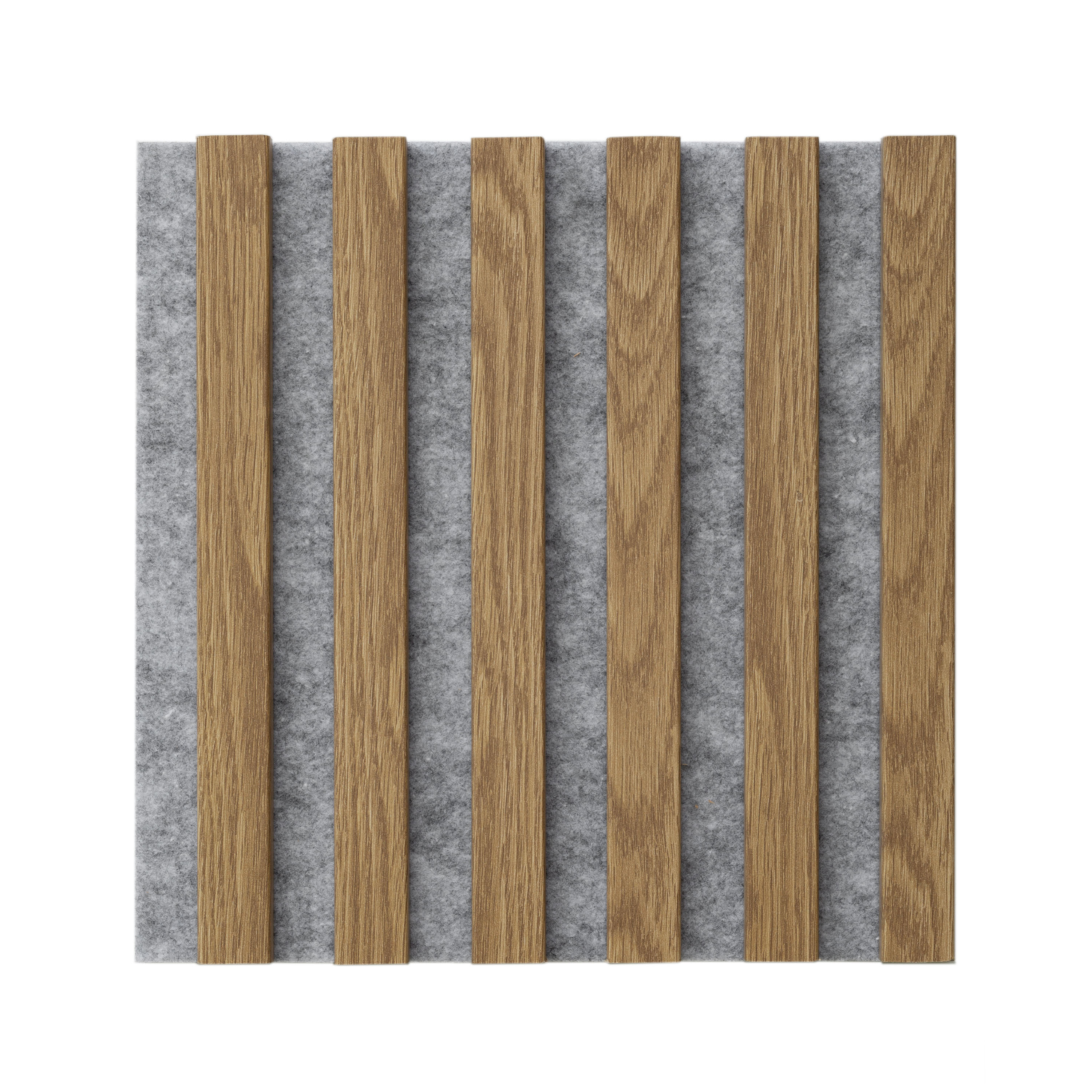 WallART Dekorativní nástěnné lamely s filcem, Dub světlý / šedý 30x30x0,8 cm - 6 lamel