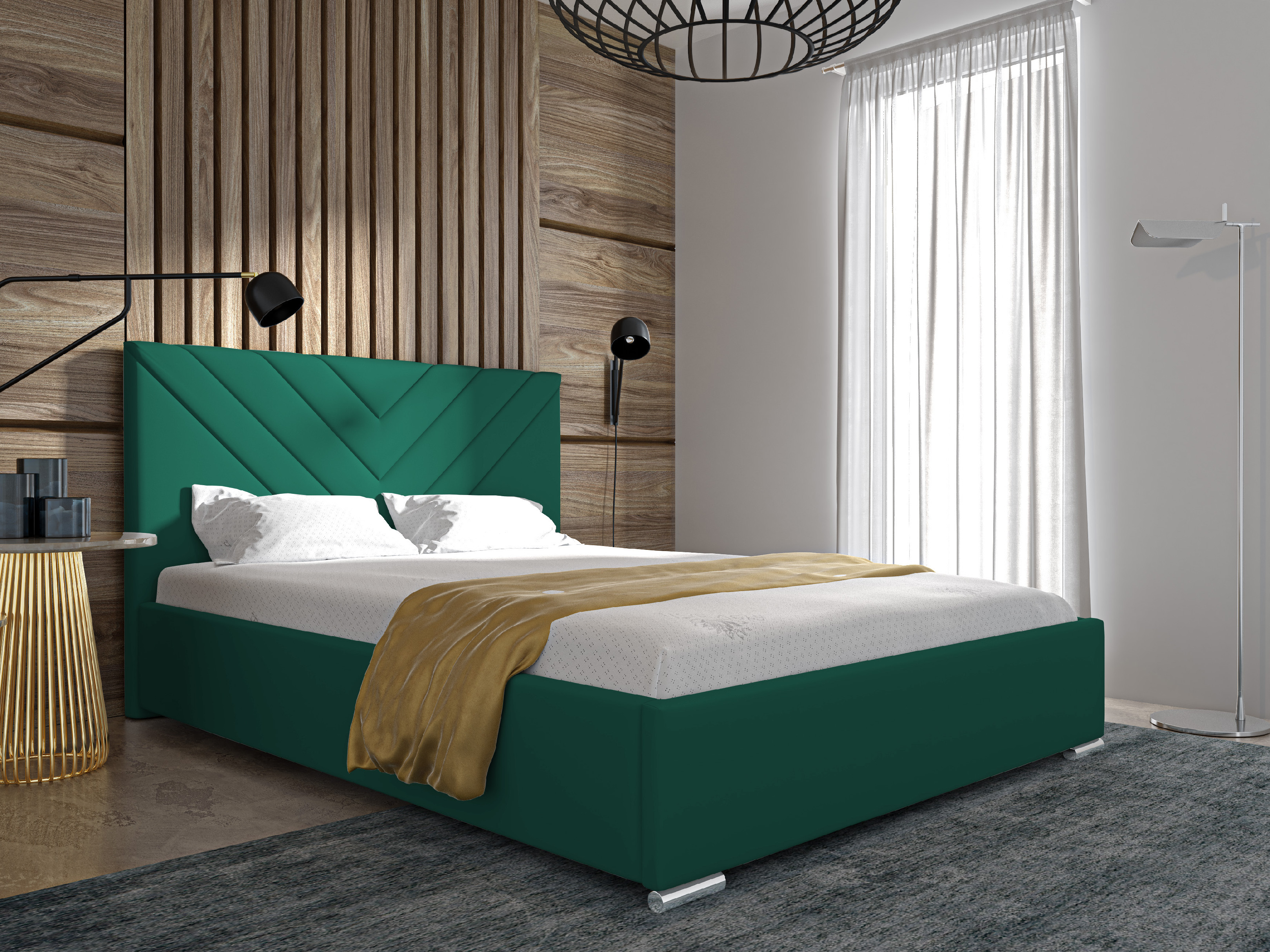 Levně Eka Čalouněná postel MERKURY - Kronos 90x200 cm Barva látky: Smaragdová (19), Úložný prostor: S kovovým rámem úložného prostoru