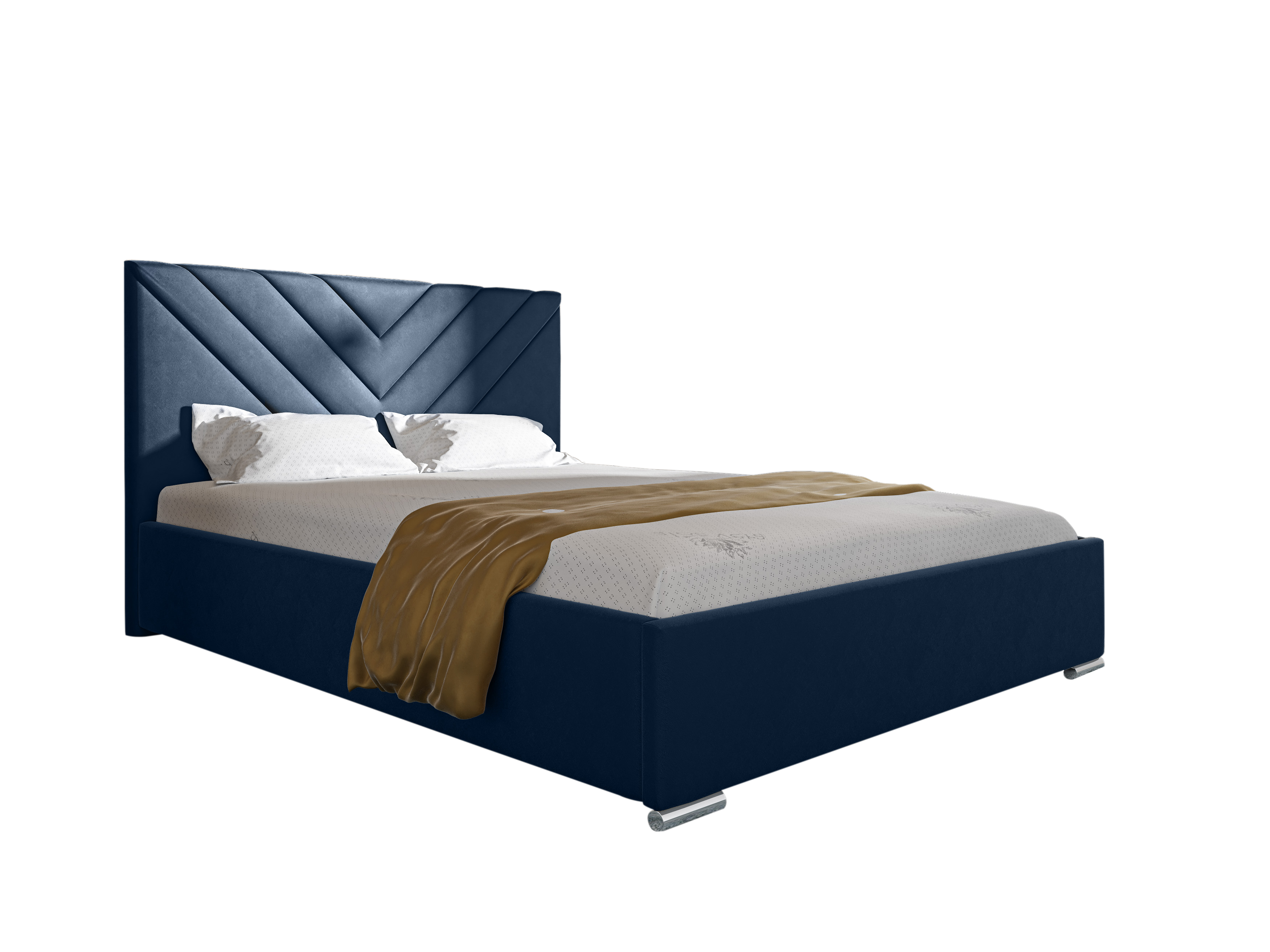 Eka Čalouněná postel MERKURY - Kronos 120x200 cm Barva látky: Tmavá modrá (09), Úložný prostor: S kovovým rámem úložného prostoru