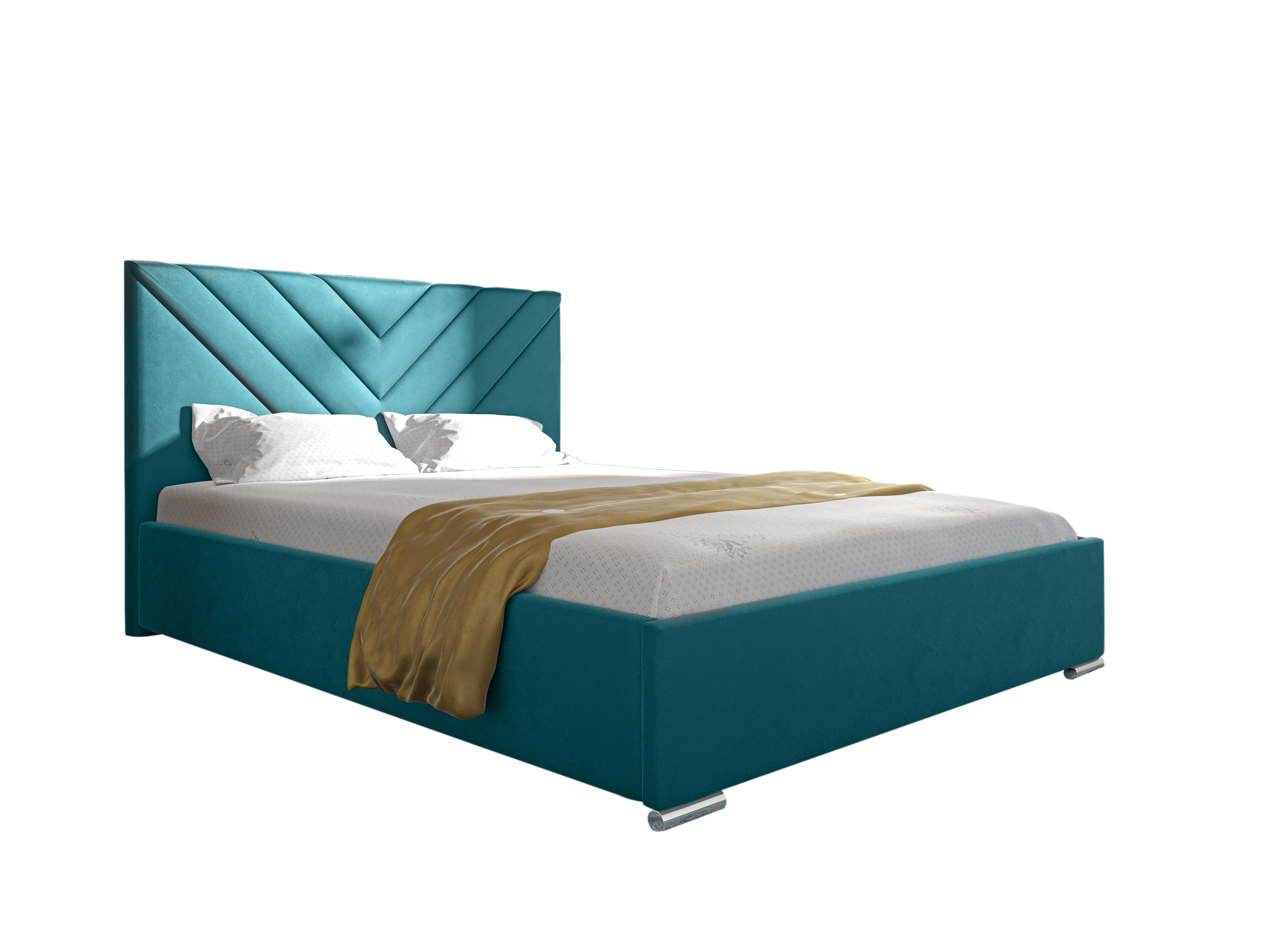 Levně Eka Čalouněná postel MERKURY - Kronos 120x200 cm Barva látky: Azurová (13), Úložný prostor: S kovovým rámem úložného prostoru