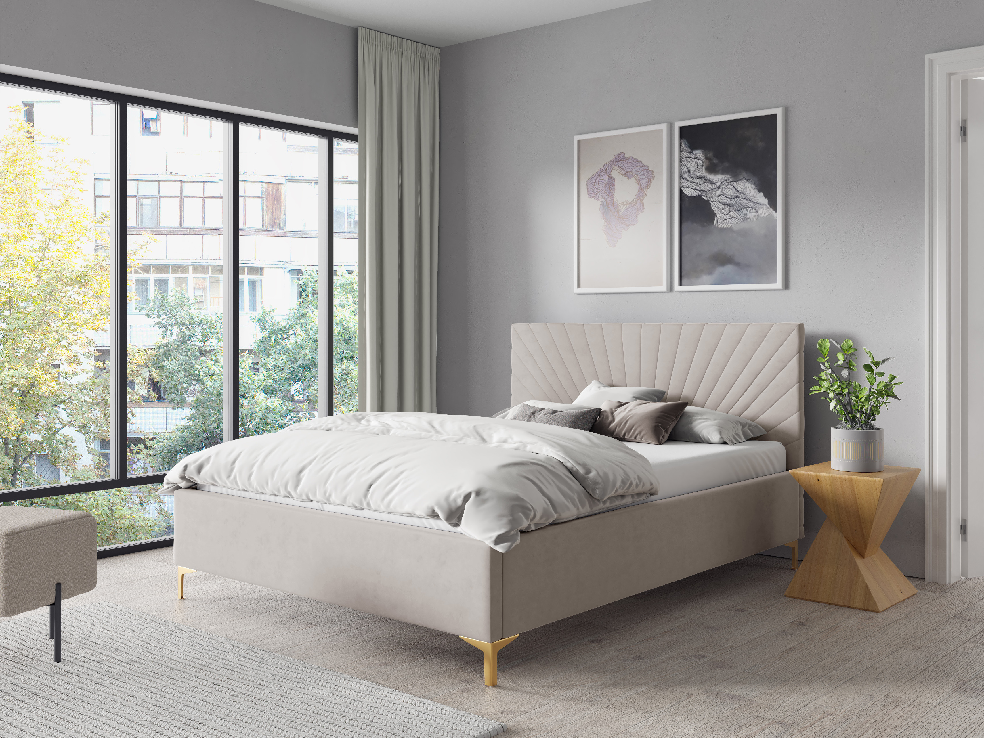 Eka Čalouněná postel AFRODITE+ 120x200 cm Barva látky Trinity: (2317) Oranžová, Úložný prostor: Bez úložného prostoru