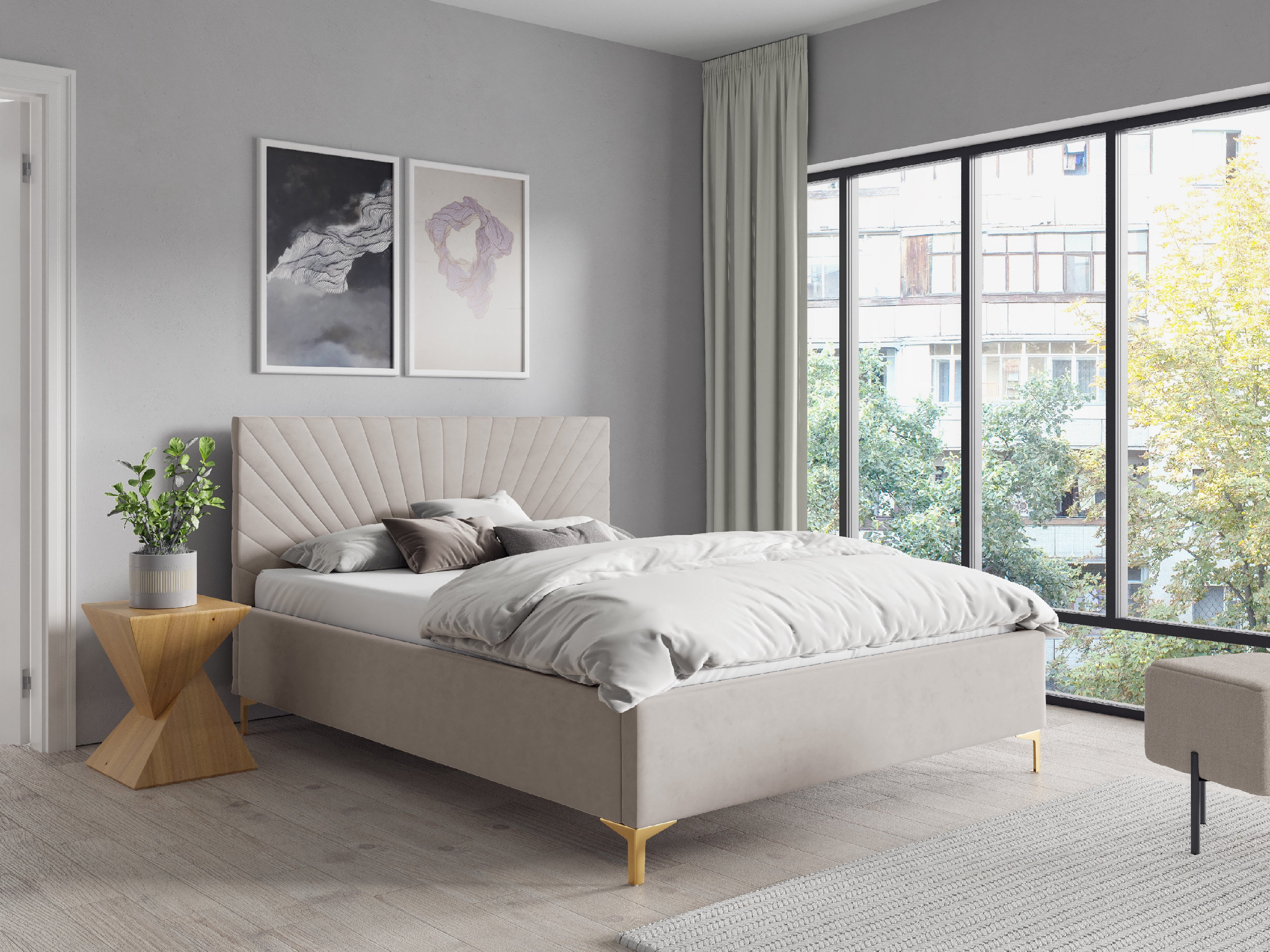 Eka Čalouněná postel AFRODITE+ 180x200 cm Barva látky Trinity: (2331) Tmavá modrá, Úložný prostor: Bez úložného prostoru