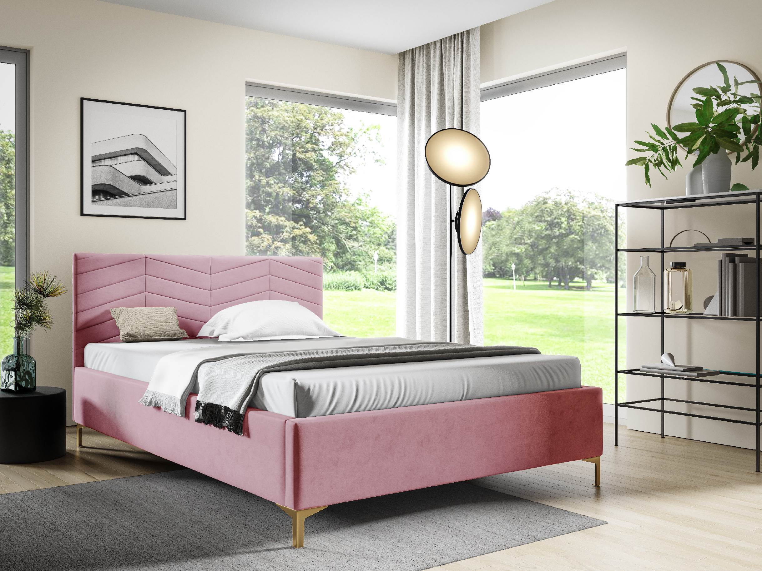 Eka Čalouněná postel ANNA+ 90x200 cm Barva látky Trinity: (2311) Fialová, Úložný prostor: S dřevěným rámem úložného prostoru