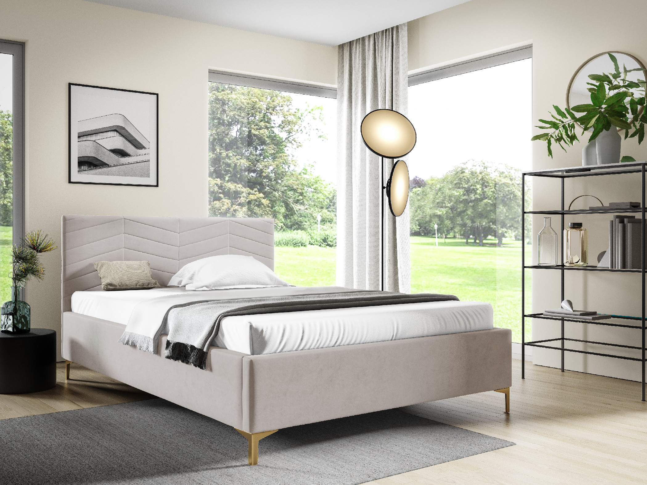 Eka Čalouněná postel ANNA+ 180x200 cm Barva látky Trinity: (2312) Zelená, Úložný prostor: S dřevěným rámem úložného prostoru