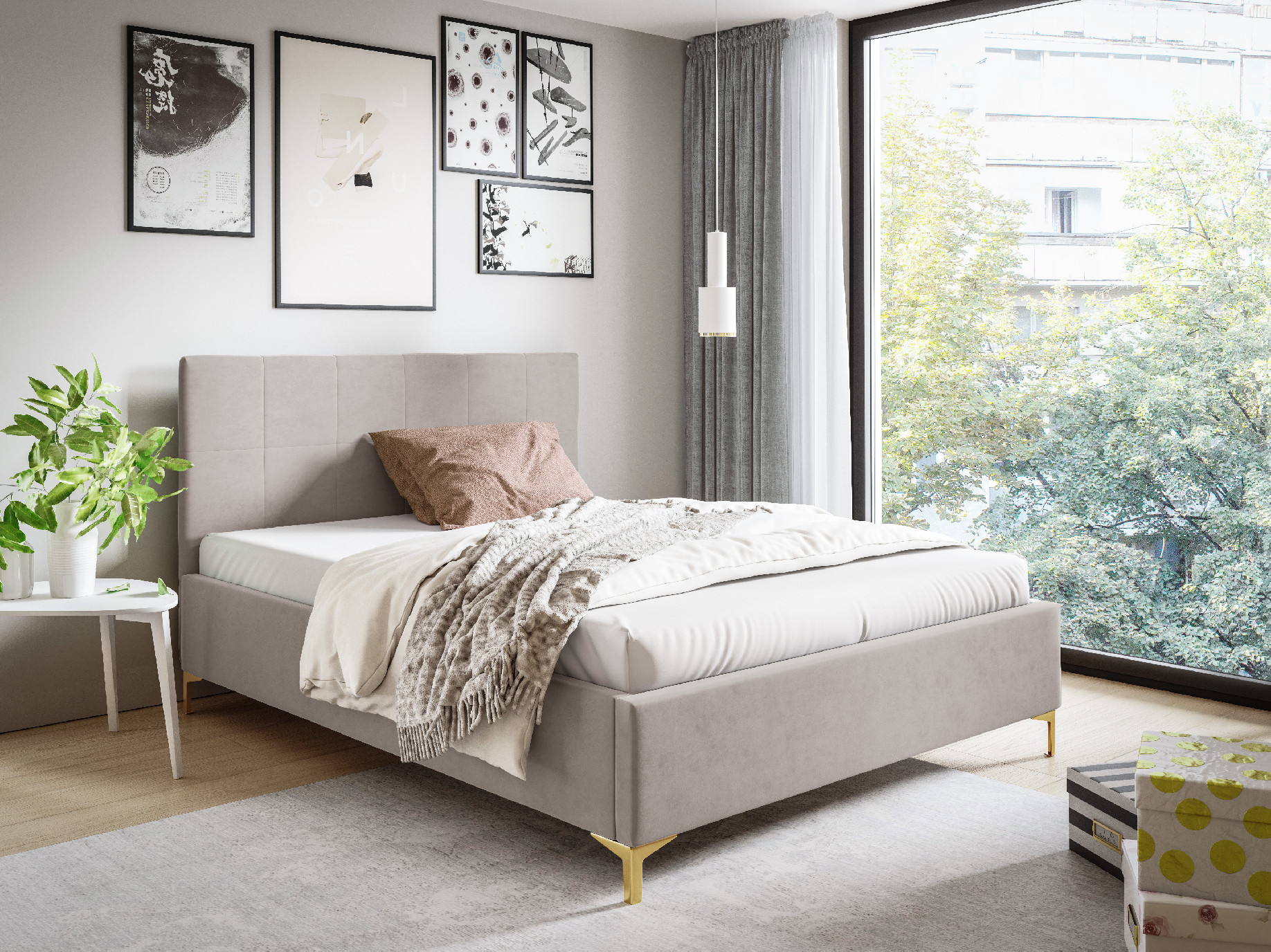 Eka Čalouněná postel SMART+ 180x200 cm Barva látky Trinity: (2317) Oranžová, Úložný prostor: S kovovým rámem úložného prostoru