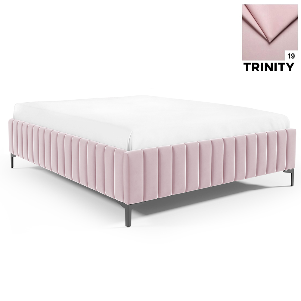Eka Čalouněná postel CARLO 90x200 cm Barva látky Trinity: (2319) Světlá růžová, Úložný prostor: S dřevěným rámem úložného prostoru
