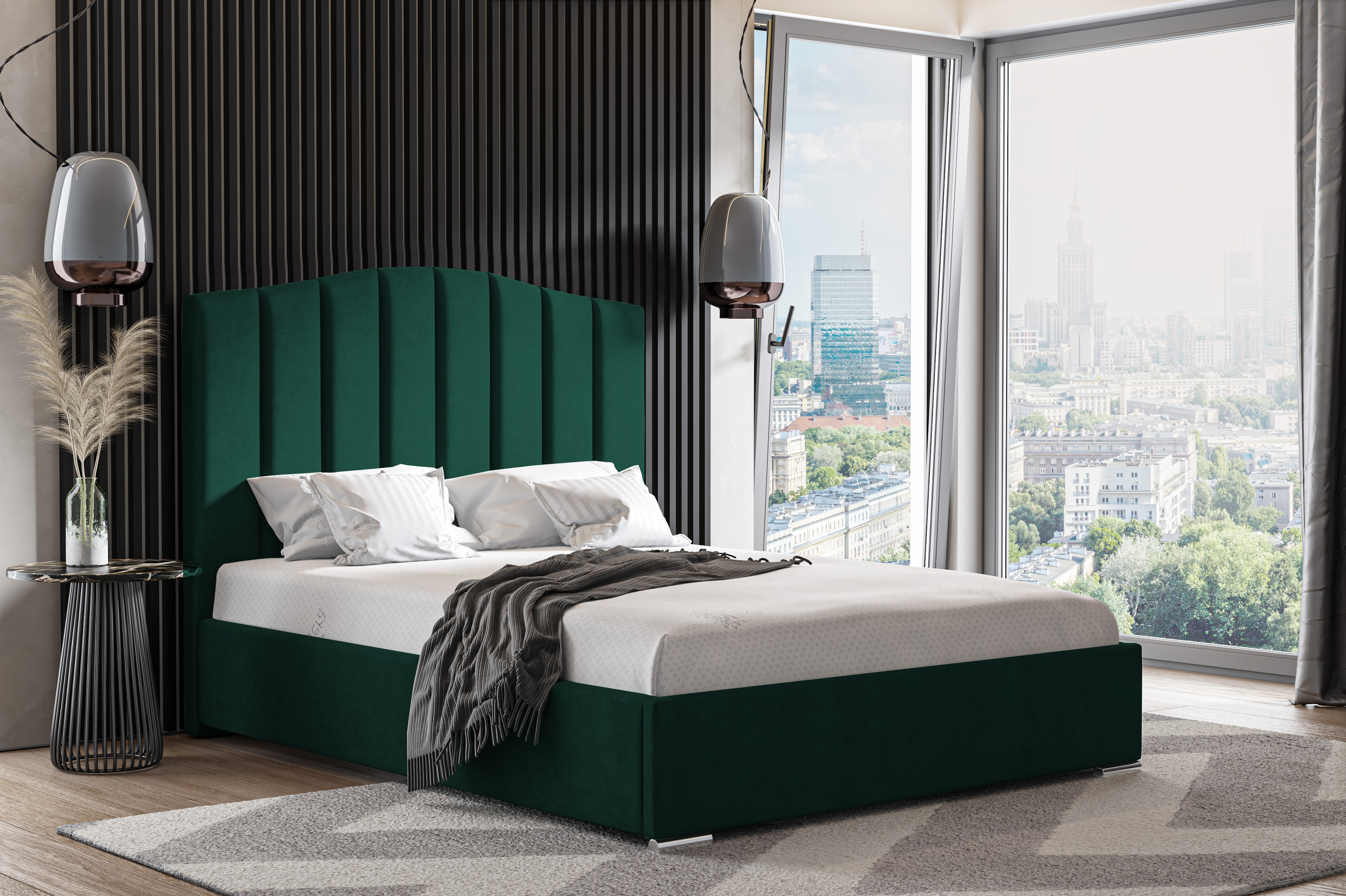 Eka Čalouněná postel MARGOT - Kronos 120x200 cm Barva látky: Smaragdová (19), Úložný prostor: S kovovým rámem úložného prostoru