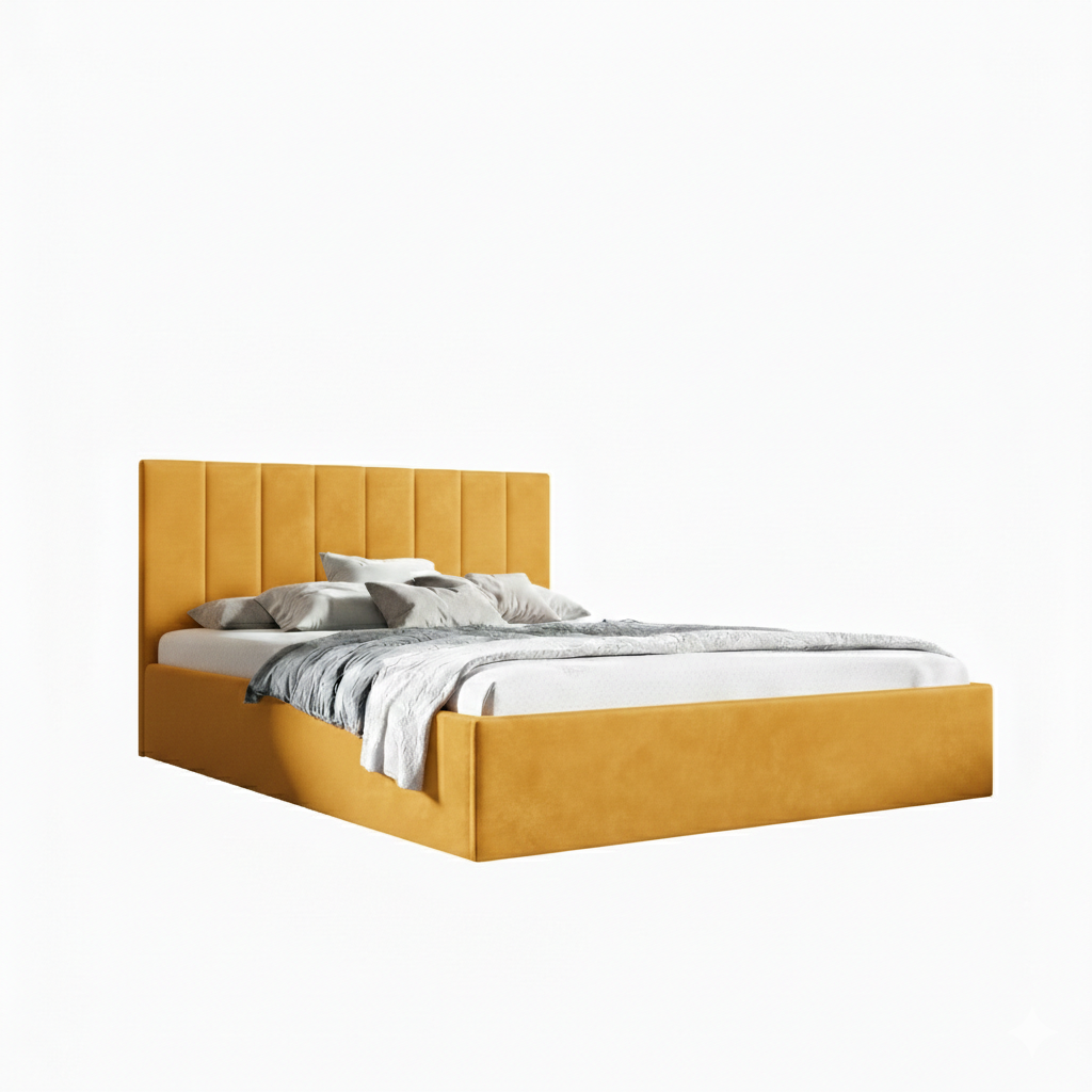 Eka Čalouněná postel LENY 90x200 cm Barva látky Trinity: (2326) Hořčicová, Úložný prostor: Bez úložného prostoru