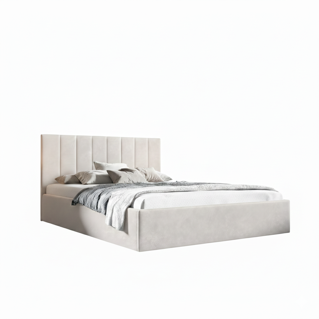 Eka Čalouněná postel LENY 120x200 cm Barva látky Trinity: (2301) Krémová bíla, Úložný prostor: Bez úložného prostoru