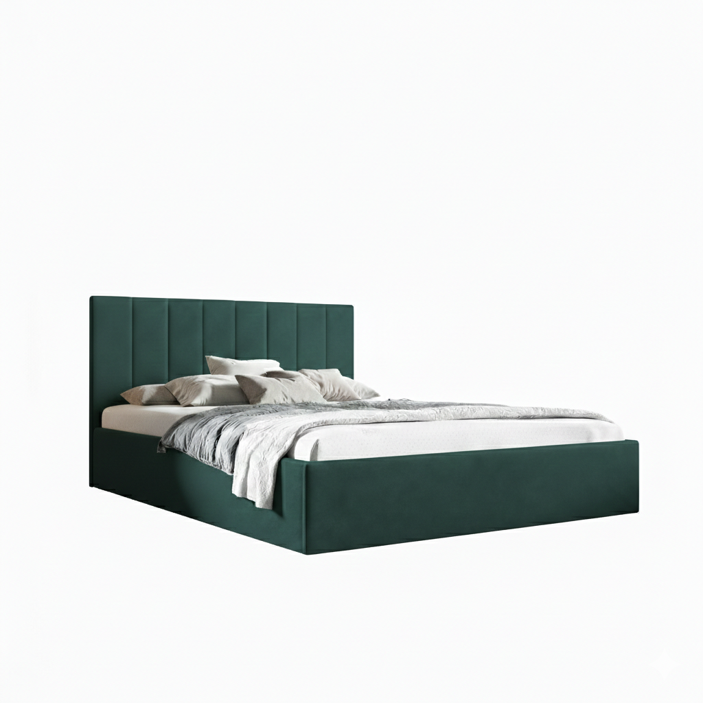 Eka Čalouněná postel LENY 140x200 cm Barva látky Trinity: (2328) Tmavá zelená, Úložný prostor: Bez úložného prostoru