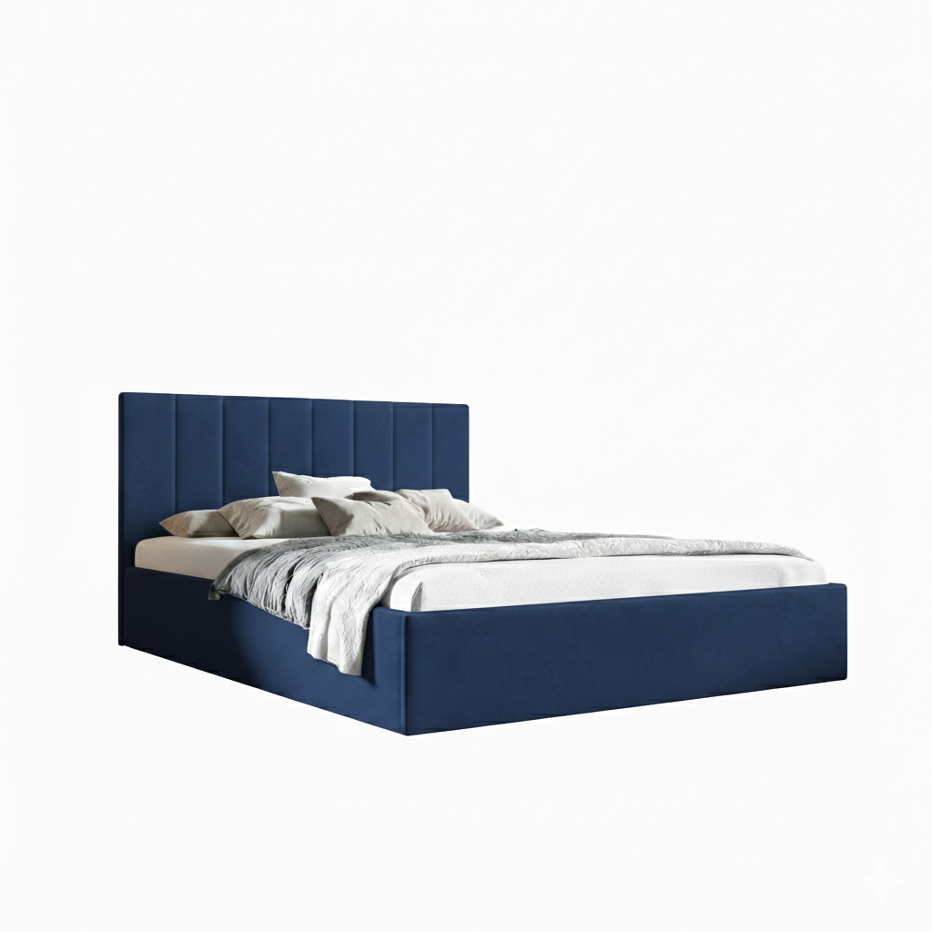 Eka Čalouněná postel LENY 140x200 cm Barva látky Trinity: (2331) Tmavá modrá, Úložný prostor: Bez úložného prostoru