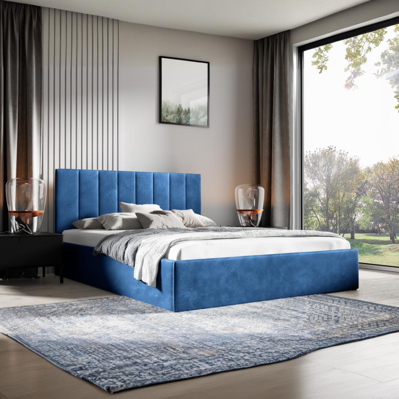 Eka Čalouněná postel LENY 140x200 cm Barva látky Trinity: (2306) Světlá hnědá, Úložný prostor: Bez úložného prostoru