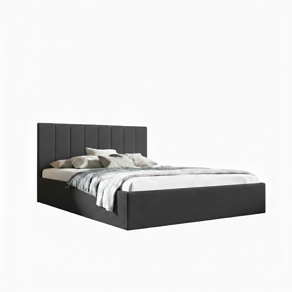 Eka Čalouněná postel LENY 160x200 cm Barva látky Trinity: (2315) Tmavá šedá, Úložný prostor: Bez úložného prostoru