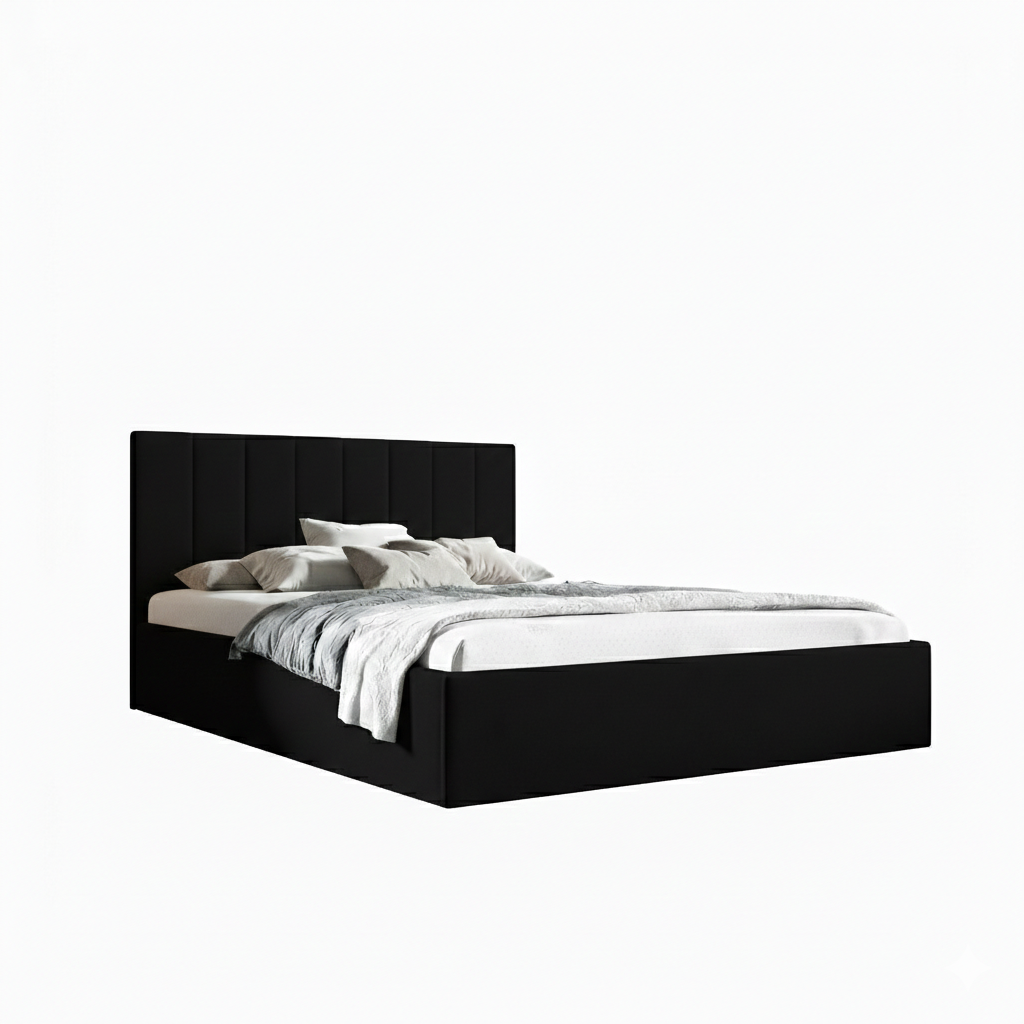 Eka Čalouněná postel LENY 160x200 cm Barva látky Trinity: (2316) Černá, Úložný prostor: Bez úložného prostoru