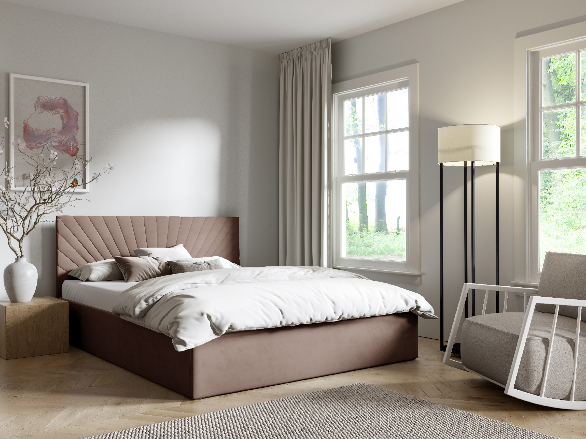 Eka Čalouněná postel AFRODITE 140x200 cm Barva látky Trinity: (2317) Oranžová, Úložný prostor: Bez úložného prostoru