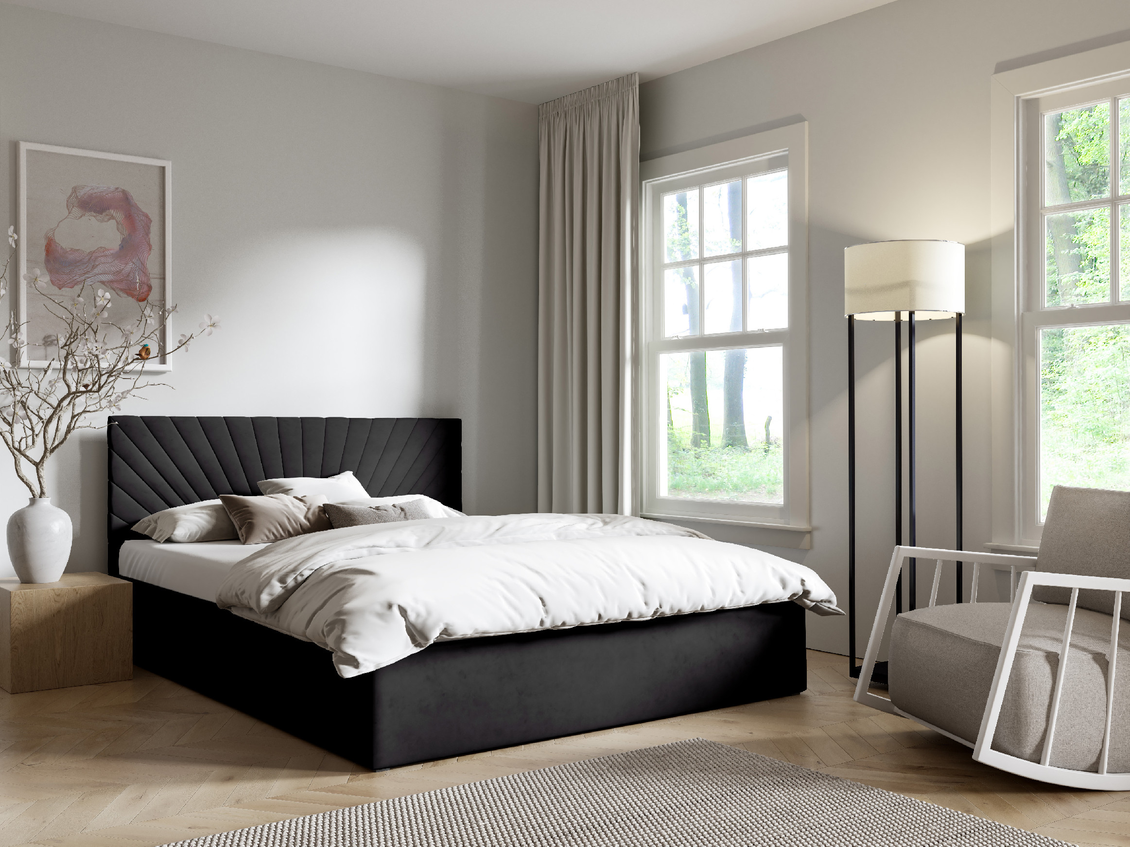 Eka Čalouněná postel AFRODITE 160x200 cm Barva látky Trinity: (2311) Fialová, Úložný prostor: Bez úložného prostoru