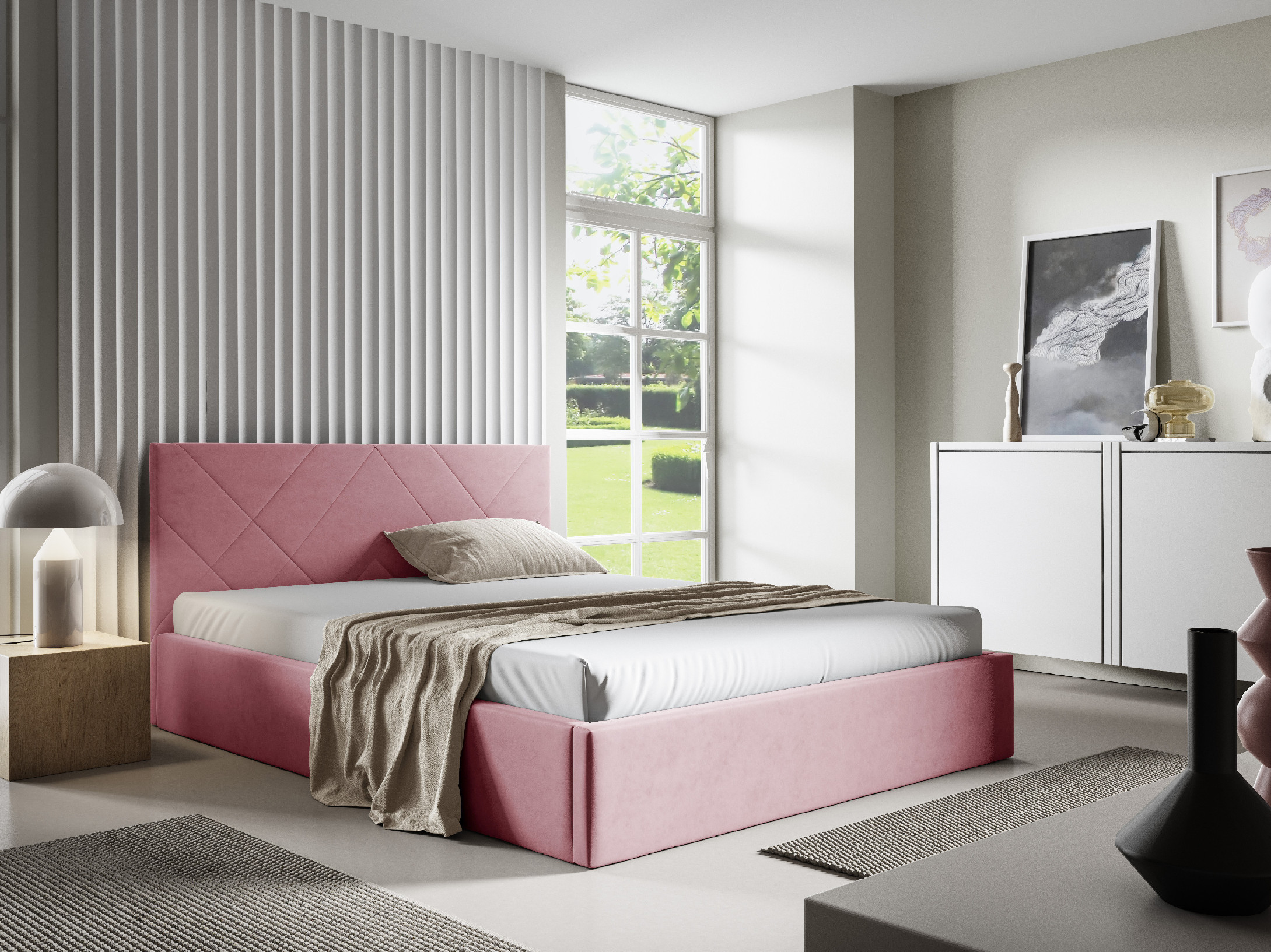 Eka Čalouněná postel SARAH 90x200 cm Barva látky Trinity: (2309) Červená, Úložný prostor: Bez úložného prostoru