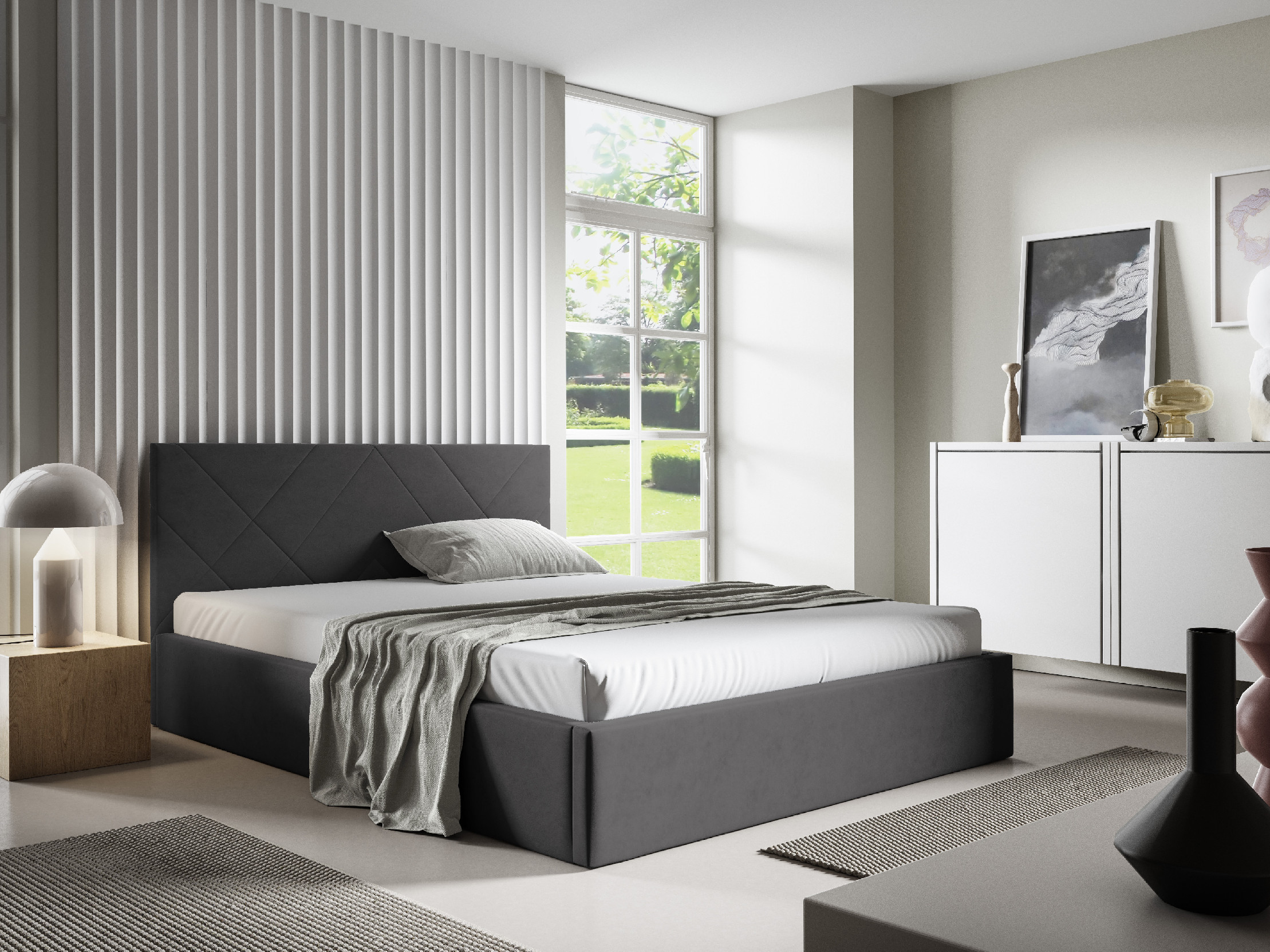 Eka Čalouněná postel SARAH 180x200 cm Barva látky Trinity: (2306) Světlá hnědá, Úložný prostor: Bez úložného prostoru