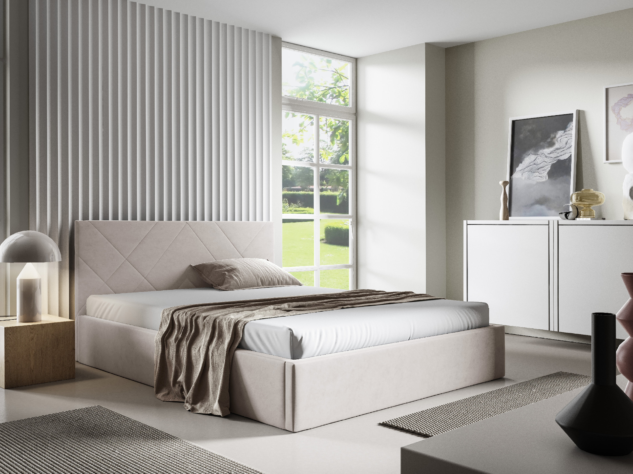 Eka Čalouněná postel SARAH 160x200 cm Barva látky Trinity: (2318) Žlutá, Úložný prostor: Bez úložného prostoru