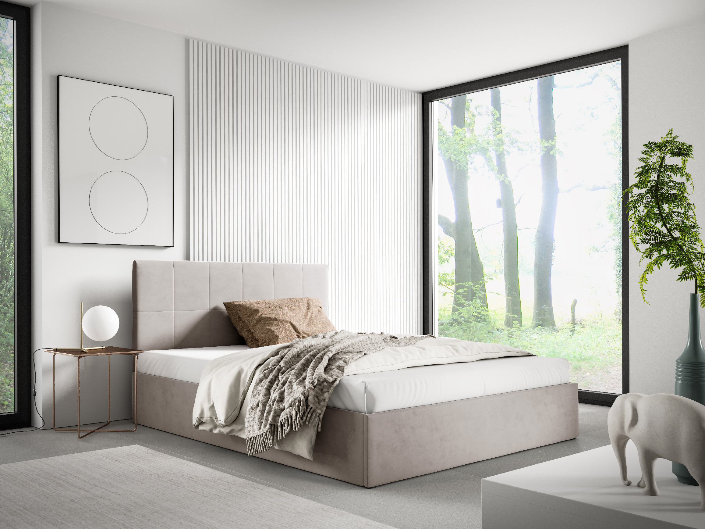 Eka Čalouněná postel SMART 90x200 cm Barva látky Trinity: (2313) Modrá, Úložný prostor: Bez úložného prostoru