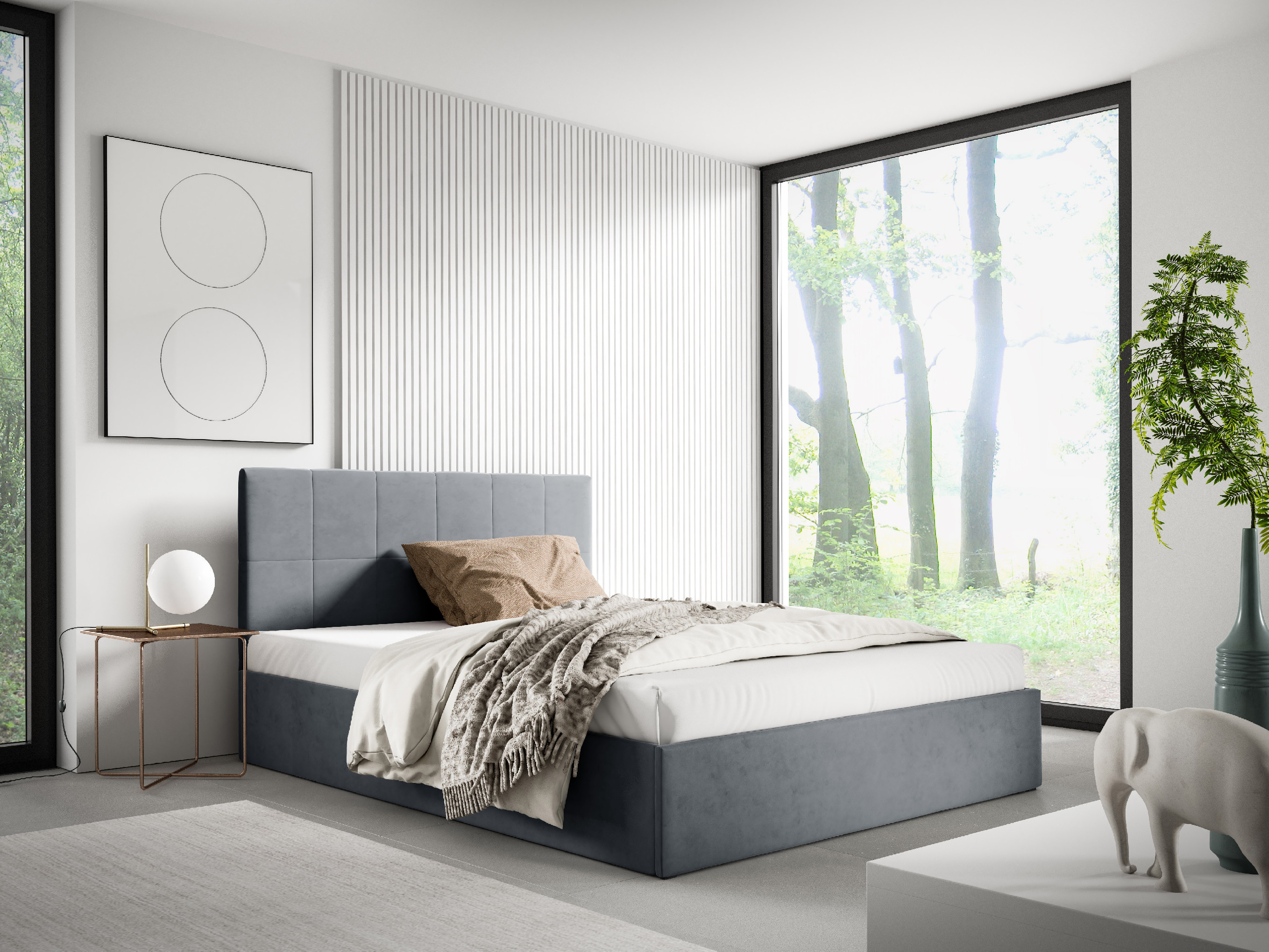 Eka Čalouněná postel SMART 120x200 cm Barva látky Trinity: (2324) Rubínová, Úložný prostor: Bez úložného prostoru