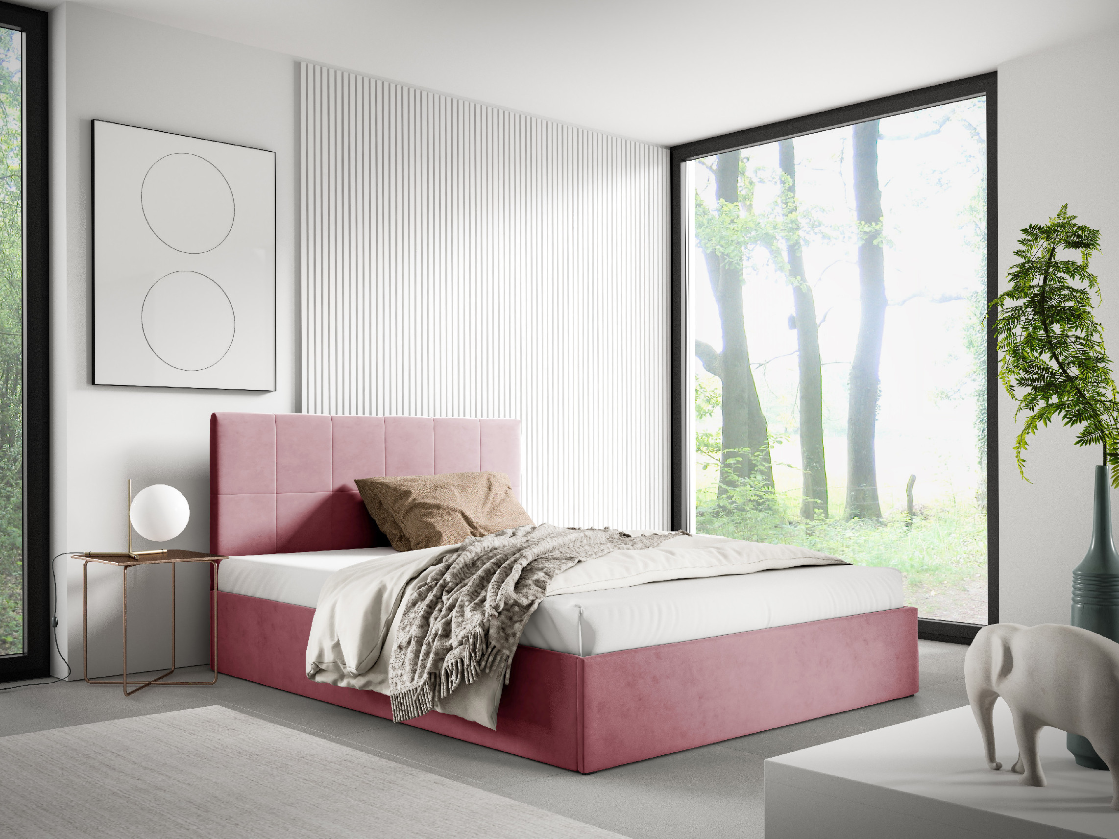 Eka Čalouněná postel SMART 140x200 cm Barva látky Trinity: (2325) Okrová, Úložný prostor: Bez úložného prostoru