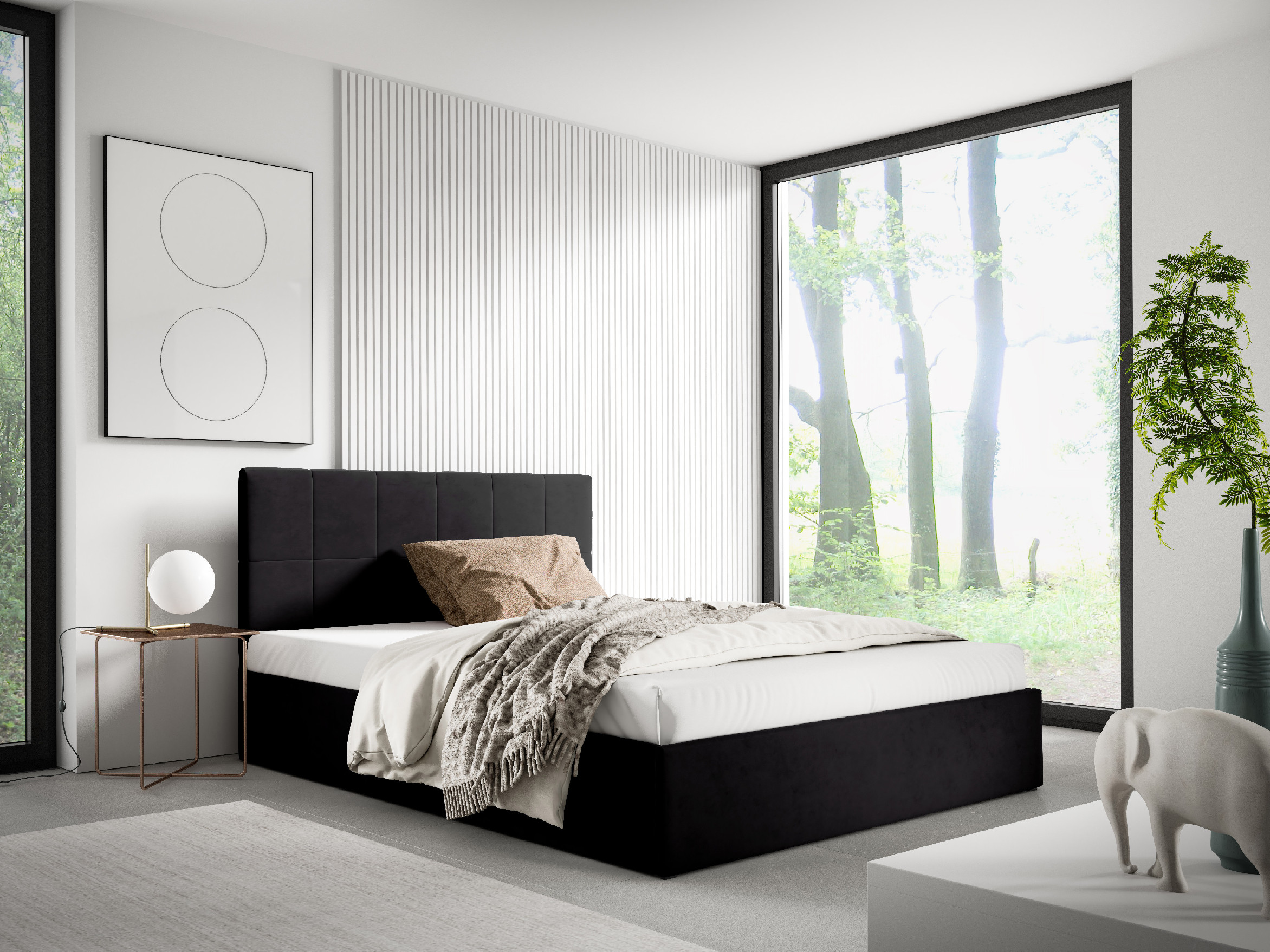 Eka Čalouněná postel SMART 180x200 cm Barva látky Trinity: (2313) Modrá, Úložný prostor: Bez úložného prostoru