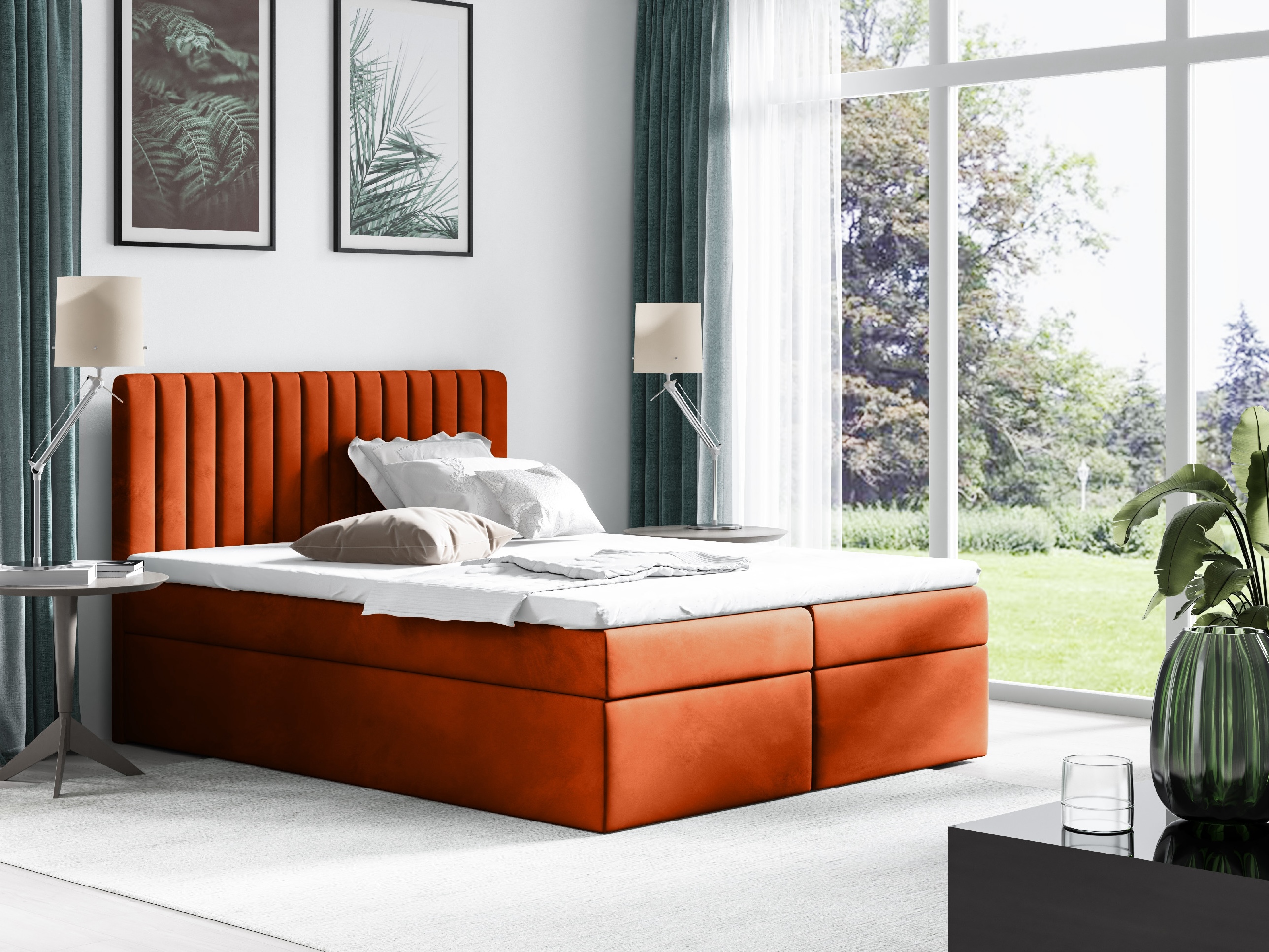 Eka Kontinentální čalouněná postel CONDOR - Trinity (160x200 cm) Barva látky Trinity: (2324) Rubínová