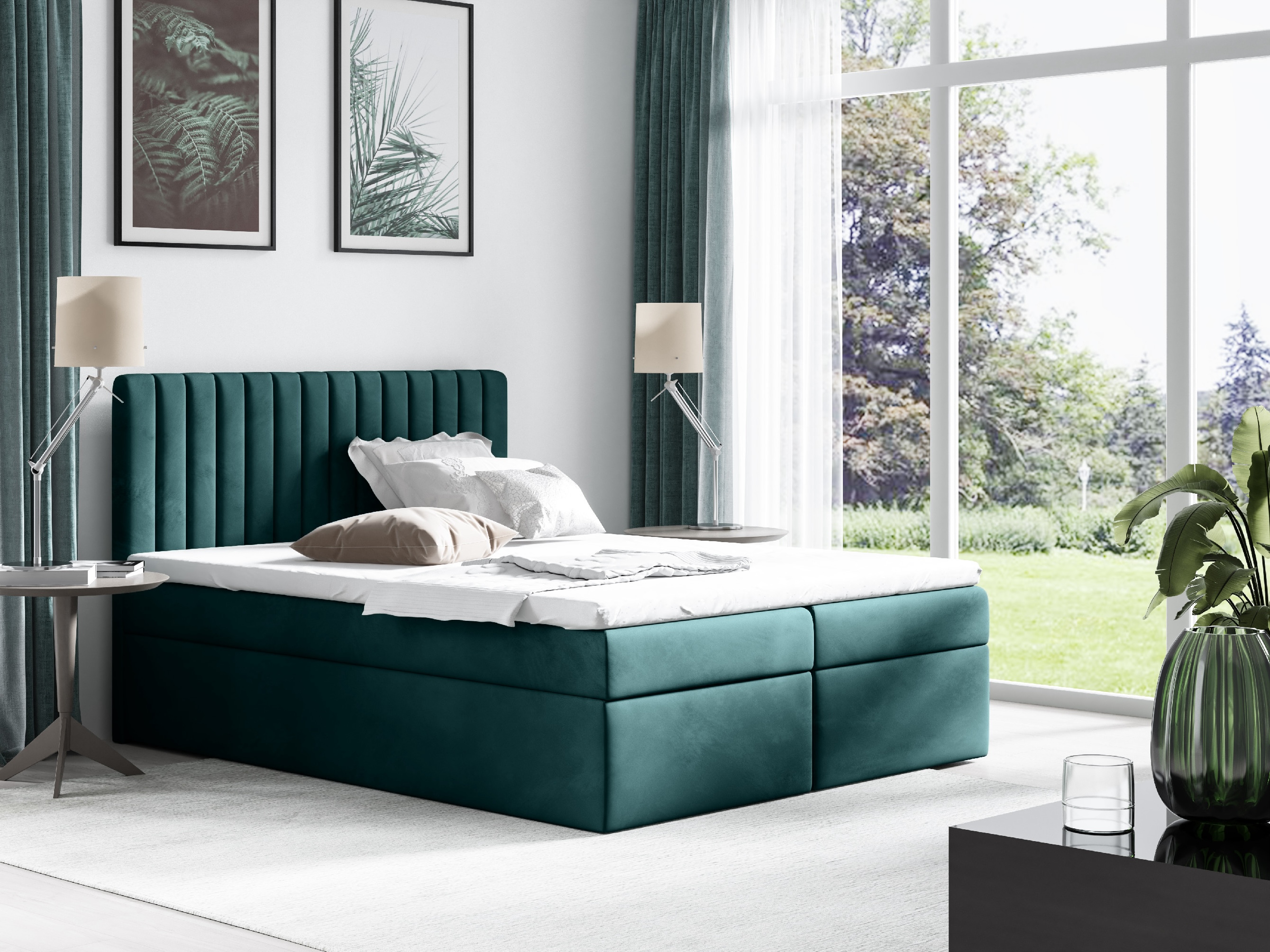 Eka Kontinentální čalouněná postel CONDOR - Trinity (180x200 cm) Barva látky Trinity: (2312) Zelená