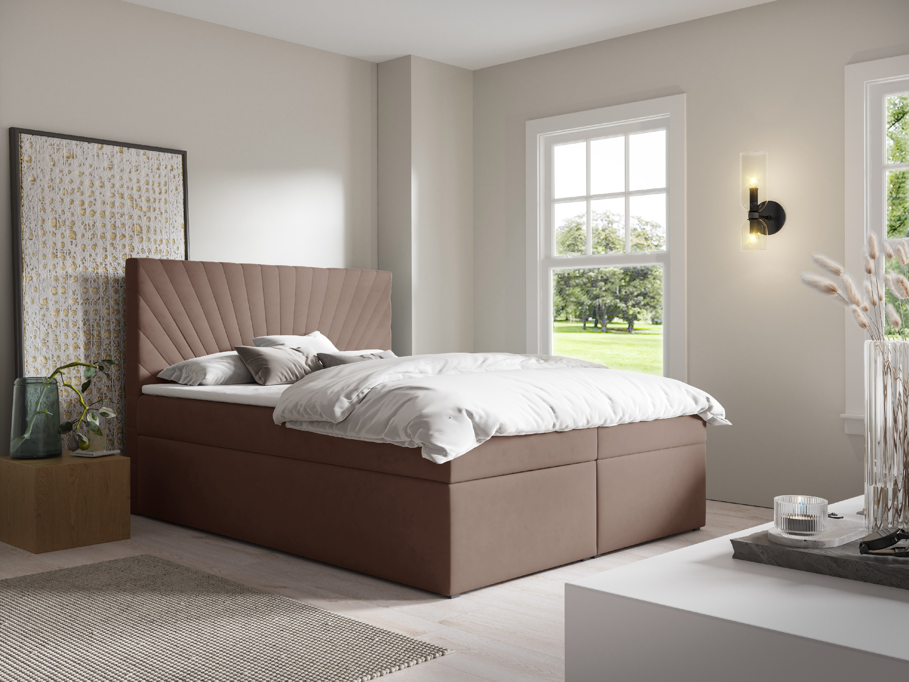 Eka Kontinentální čalouněná postel AFRODITE - Trinity (180x200 cm) Barva látky Trinity: (2317) Oranžová