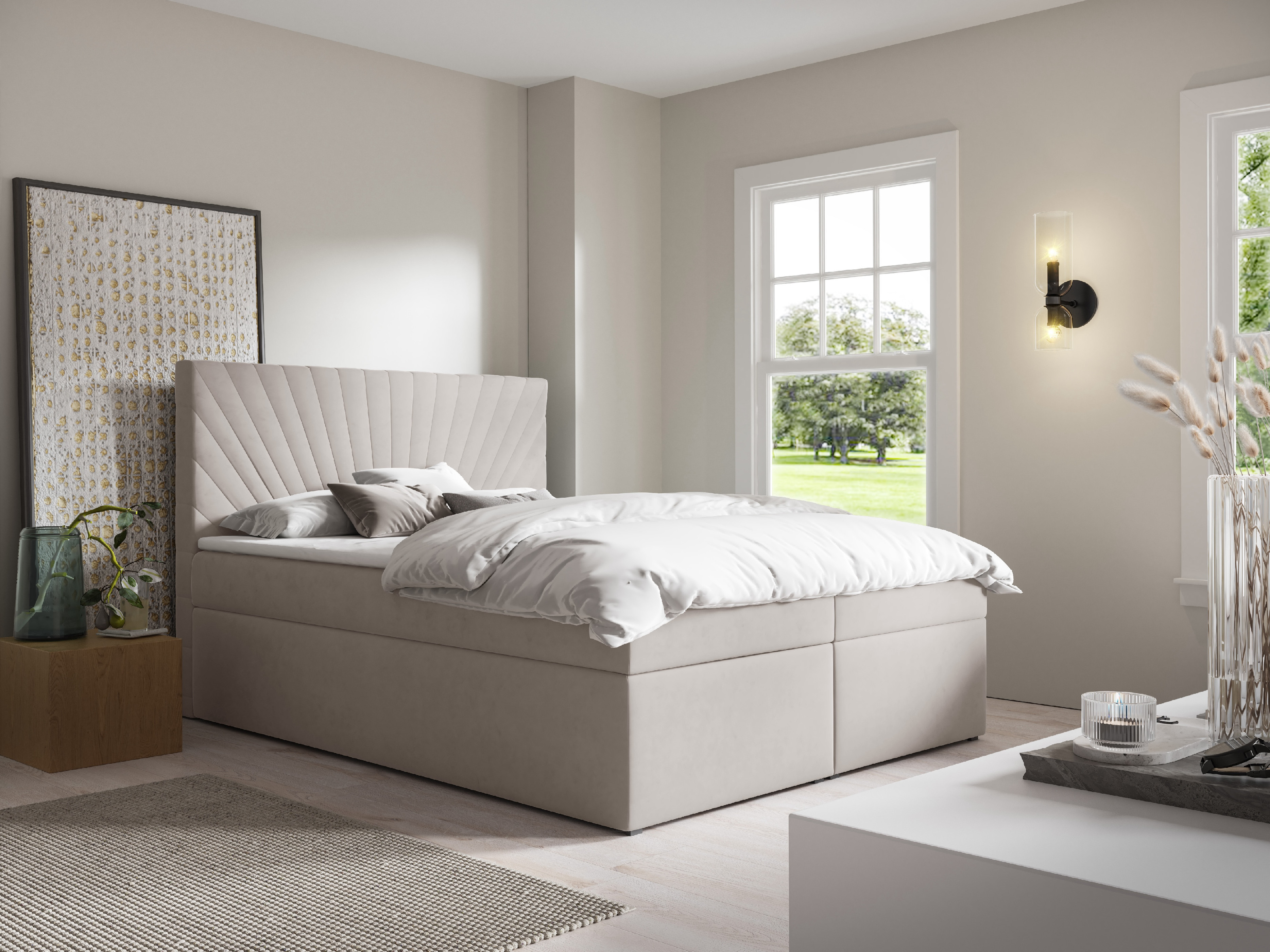 Eka Kontinentální čalouněná postel AFRODITE - Trinity (200x200 cm) Barva látky Trinity: (2311) Fialová