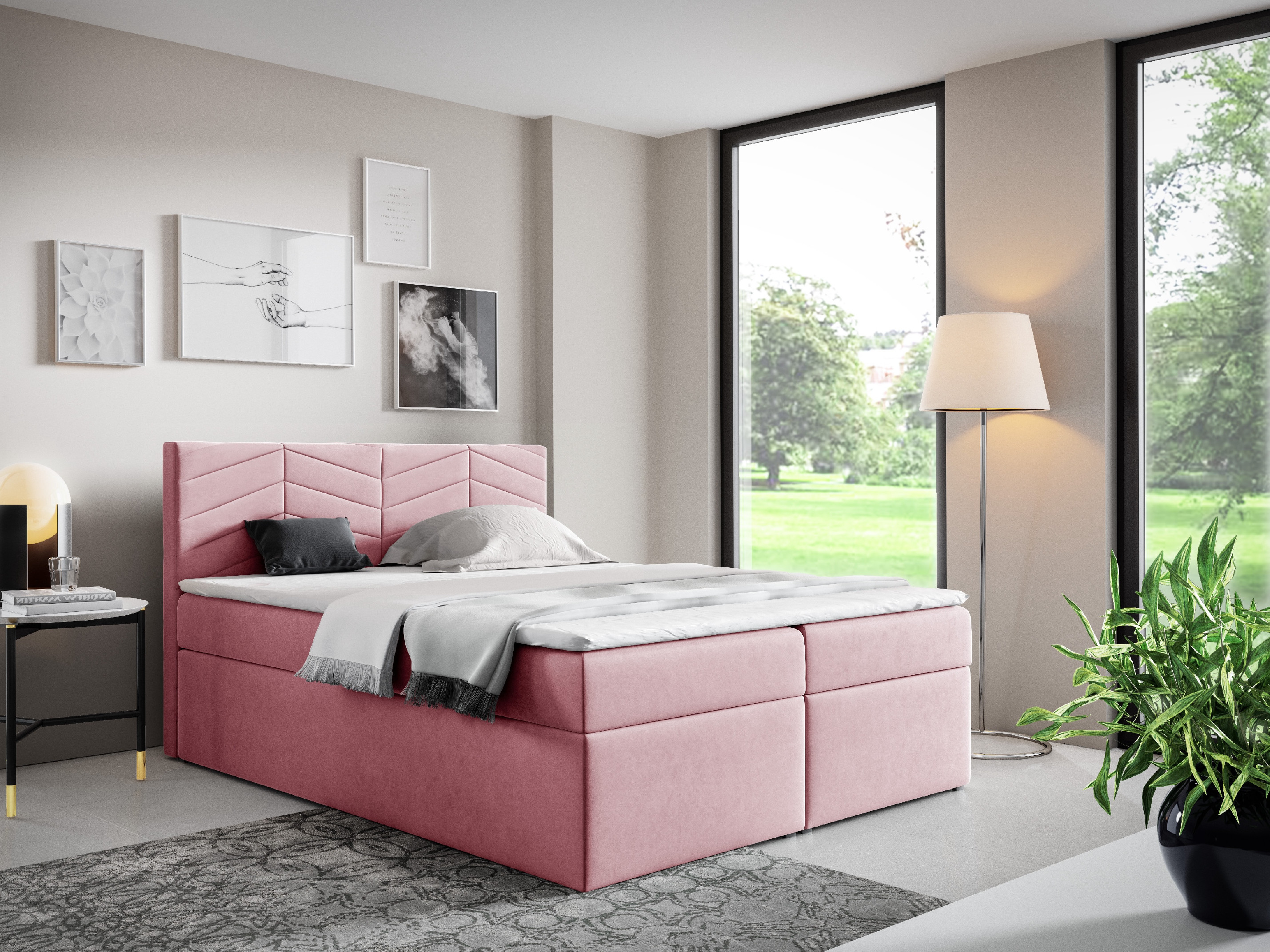 Eka Kontinentální čalouněná postel ANNA - Trinity (90x200 cm) Barva látky Trinity: (2306) Světlá hnědá