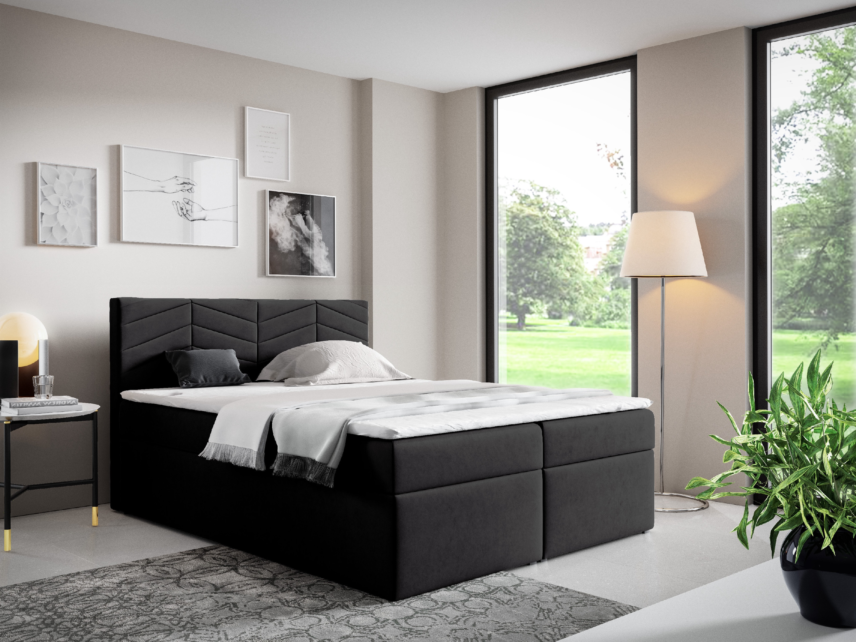 Eka Kontinentální čalouněná postel ANNA - Trinity (120x200 cm) Barva látky Trinity: (2328) Tmavá zelená