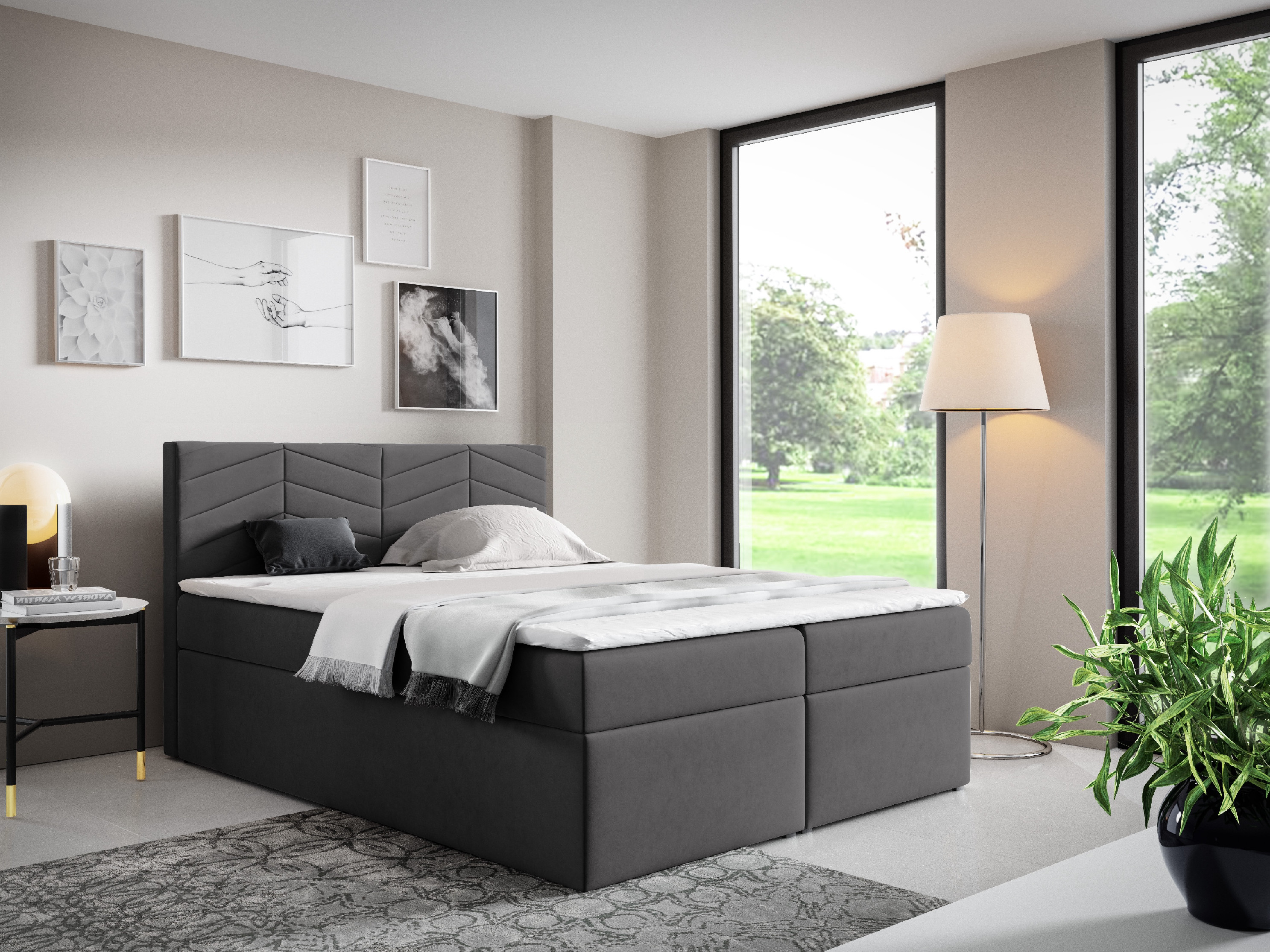 Eka Kontinentální čalouněná postel ANNA - Trinity (160x200 cm) Barva látky Trinity: (2309) Červená