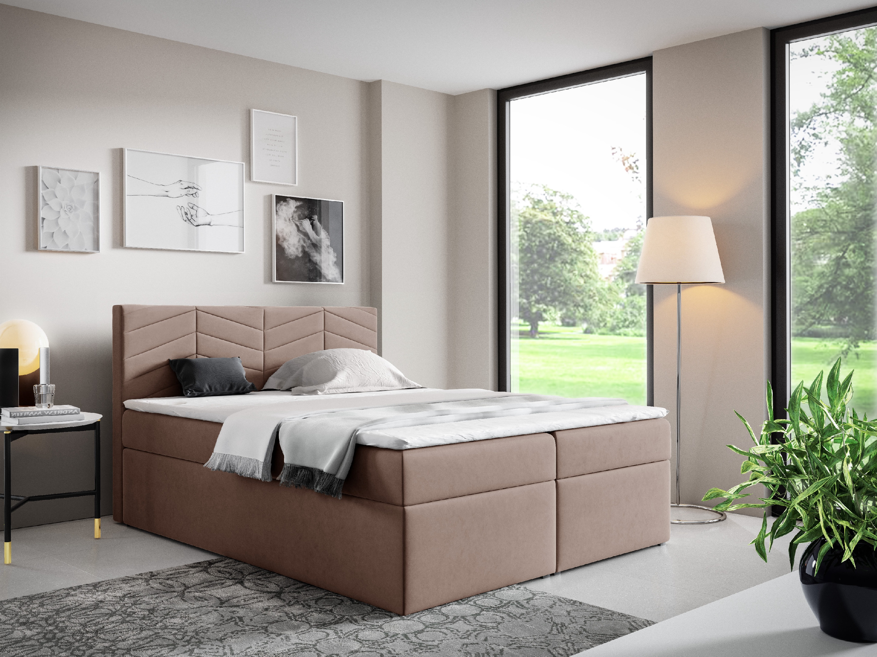 Eka Kontinentální čalouněná postel ANNA - Trinity (180x200 cm) Barva látky Trinity: (2318) Žlutá