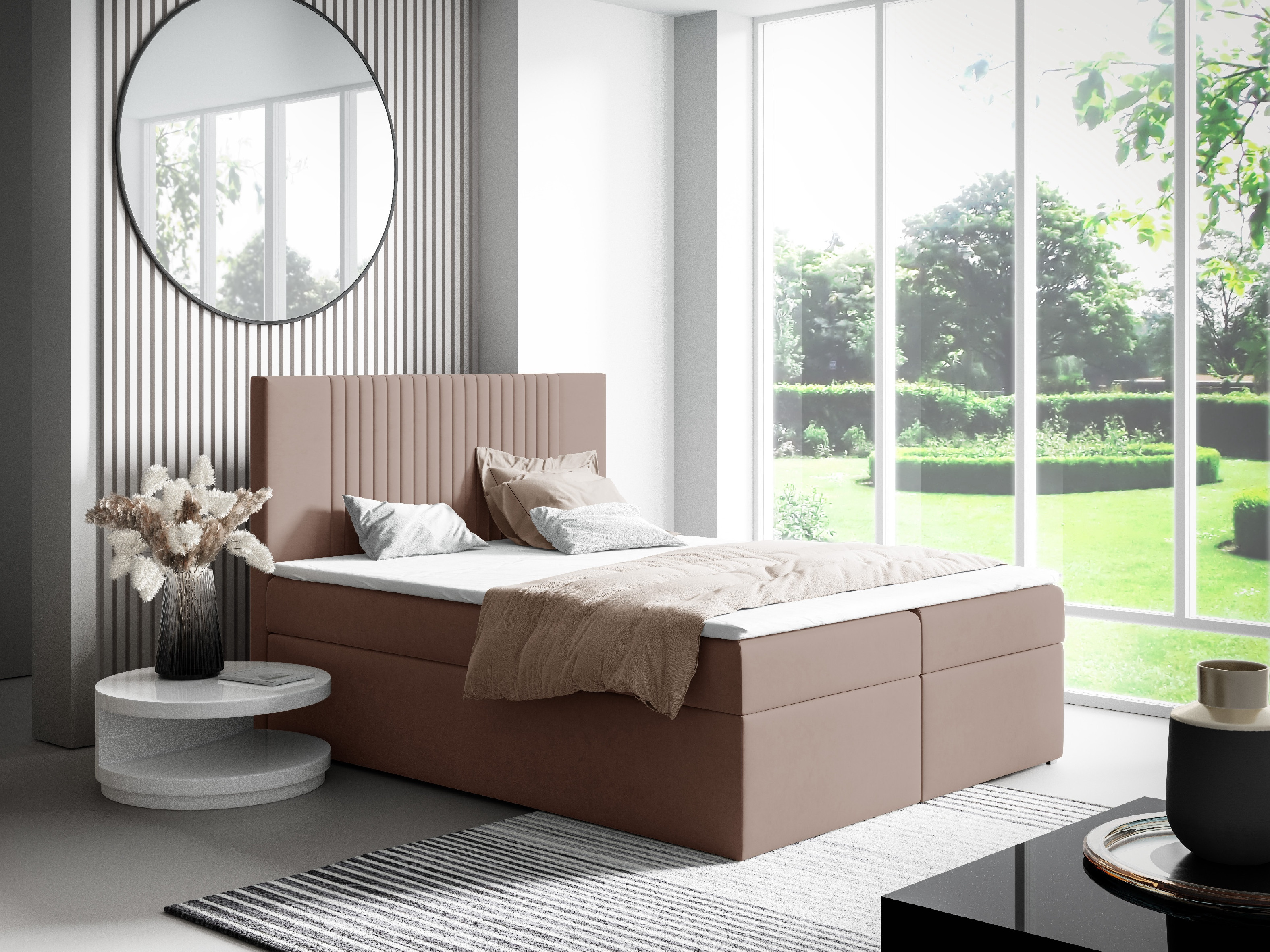 Eka Kontinentální čalouněná postel LINA - Trinity (160x200 cm) Barva látky Trinity: (2317) Oranžová